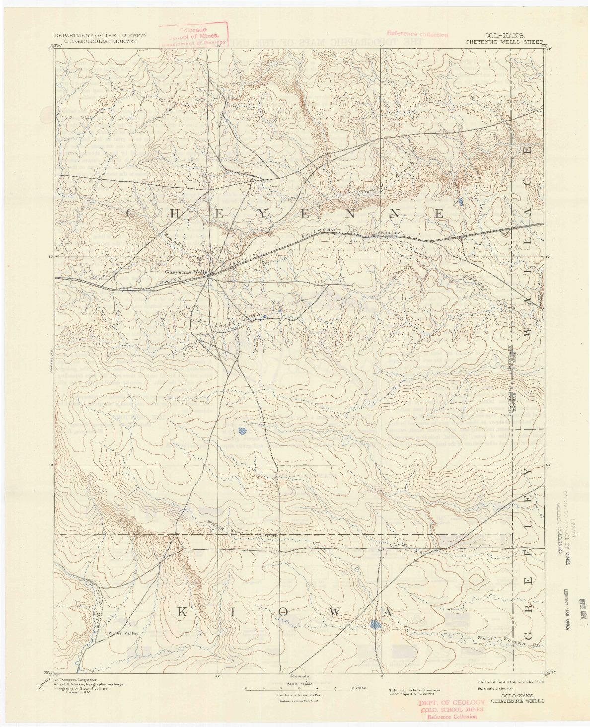 USGS 1:125000-SCALE QUADRANGLE FOR CHEYENNE WELLS, CO 1894