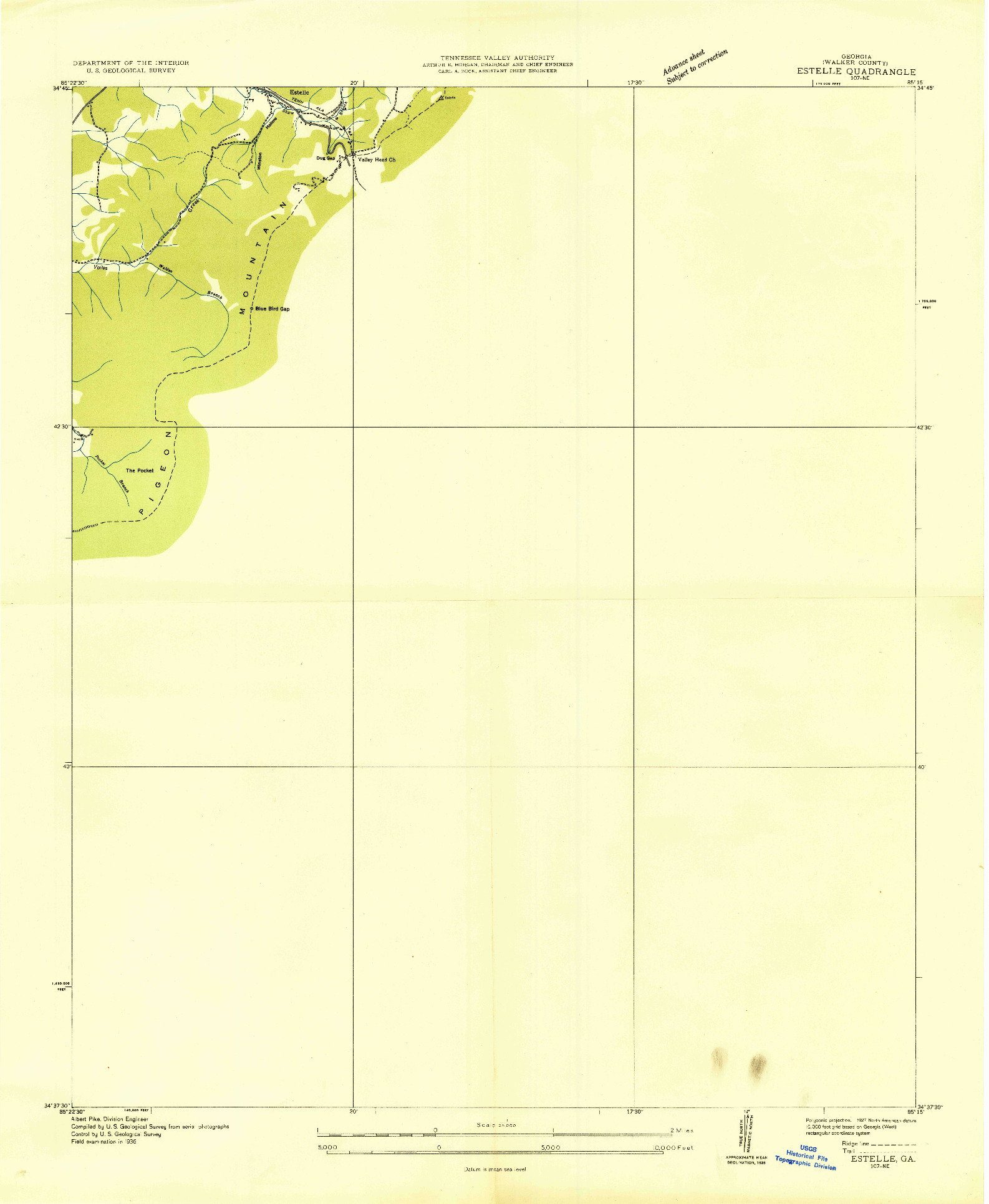USGS 1:24000-SCALE QUADRANGLE FOR ESTELLE, GA 1936