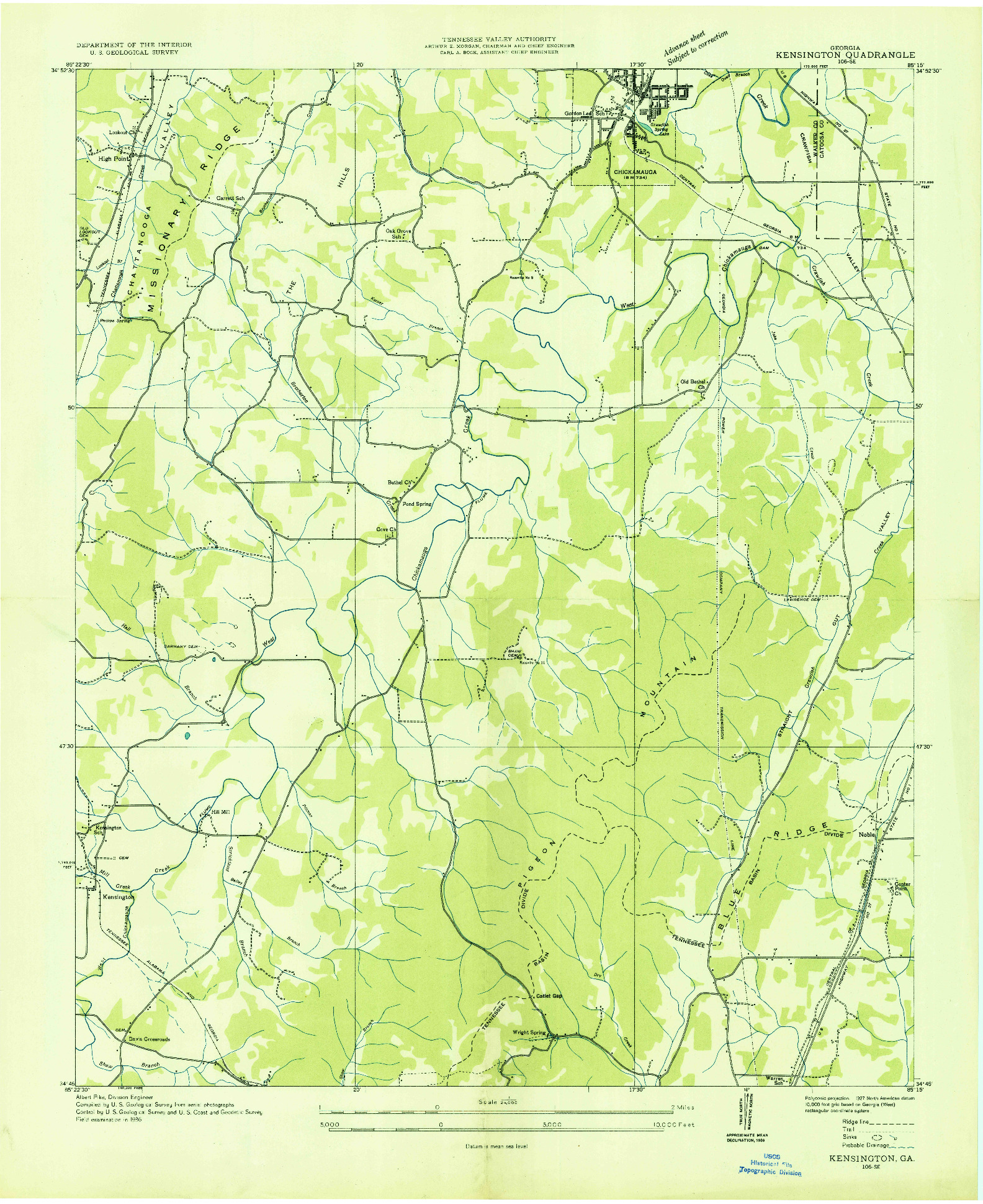 USGS 1:24000-SCALE QUADRANGLE FOR KENSINGTON, GA 1936