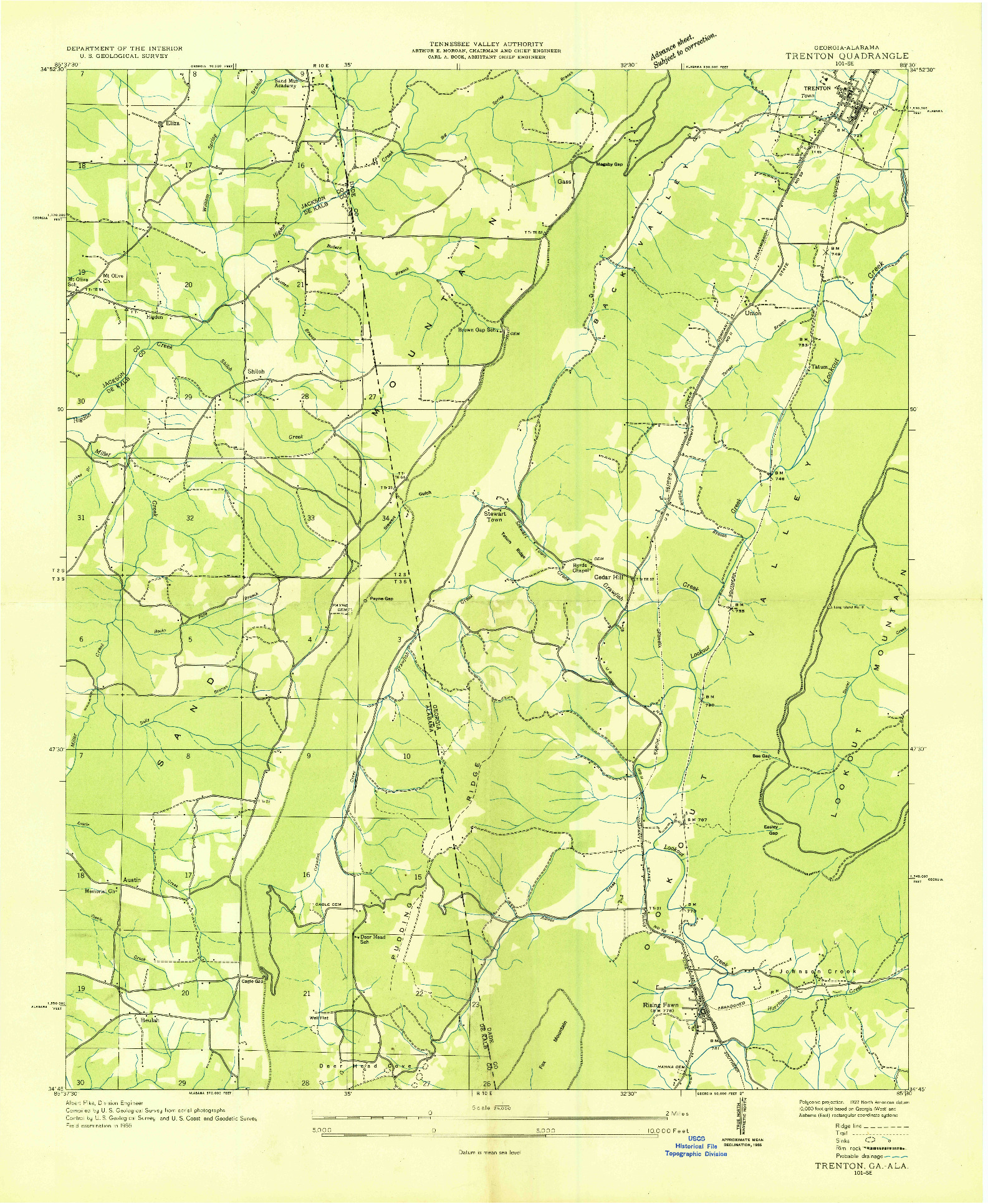 USGS 1:24000-SCALE QUADRANGLE FOR TRENTON, GA 1936