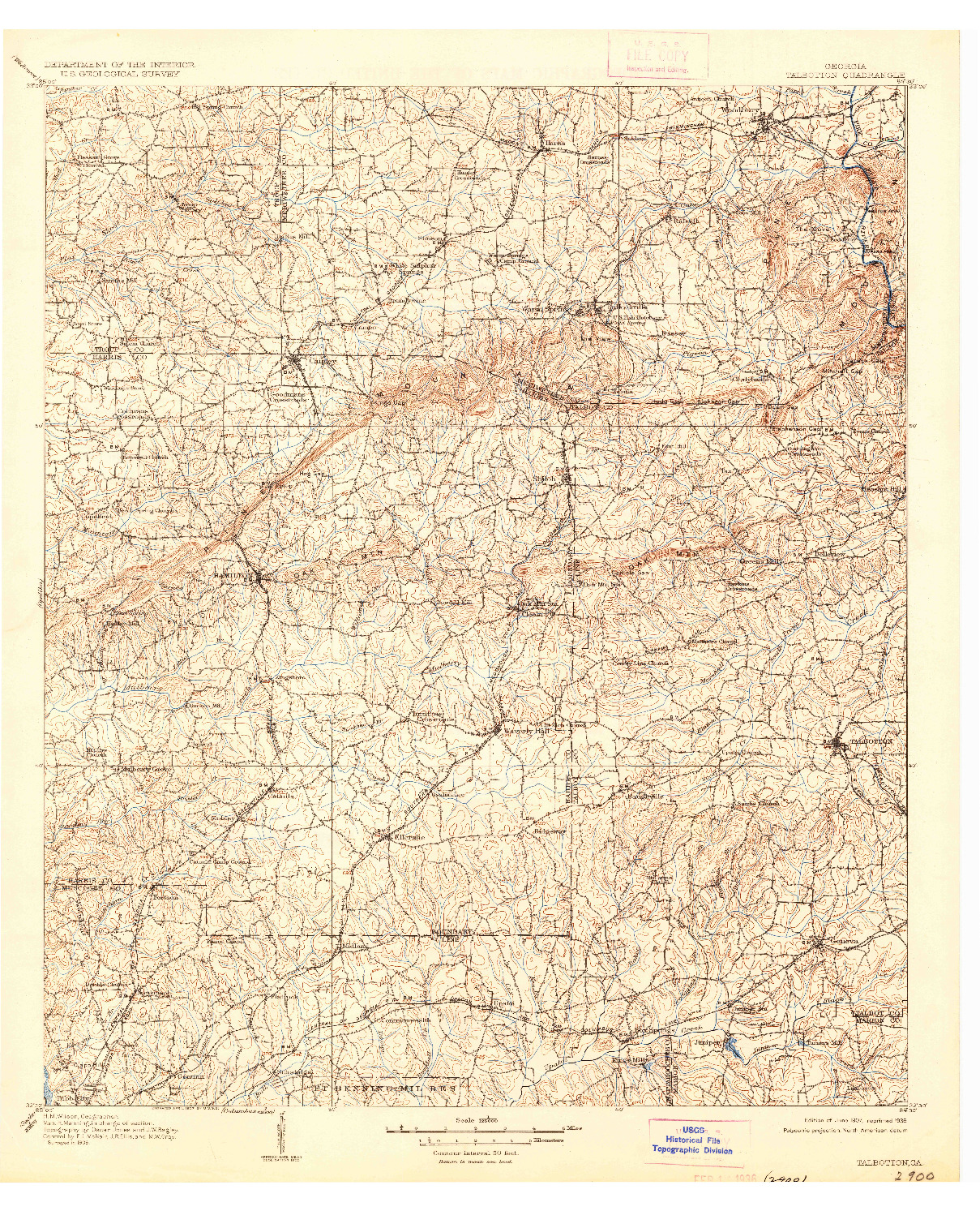 USGS 1:125000-SCALE QUADRANGLE FOR TALBOTTON, GA 1907