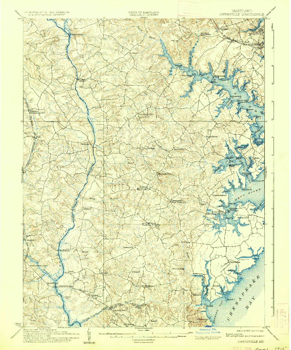 USGS 1:62500-SCALE QUADRANGLE FOR OWENSVILLE, MD 1905