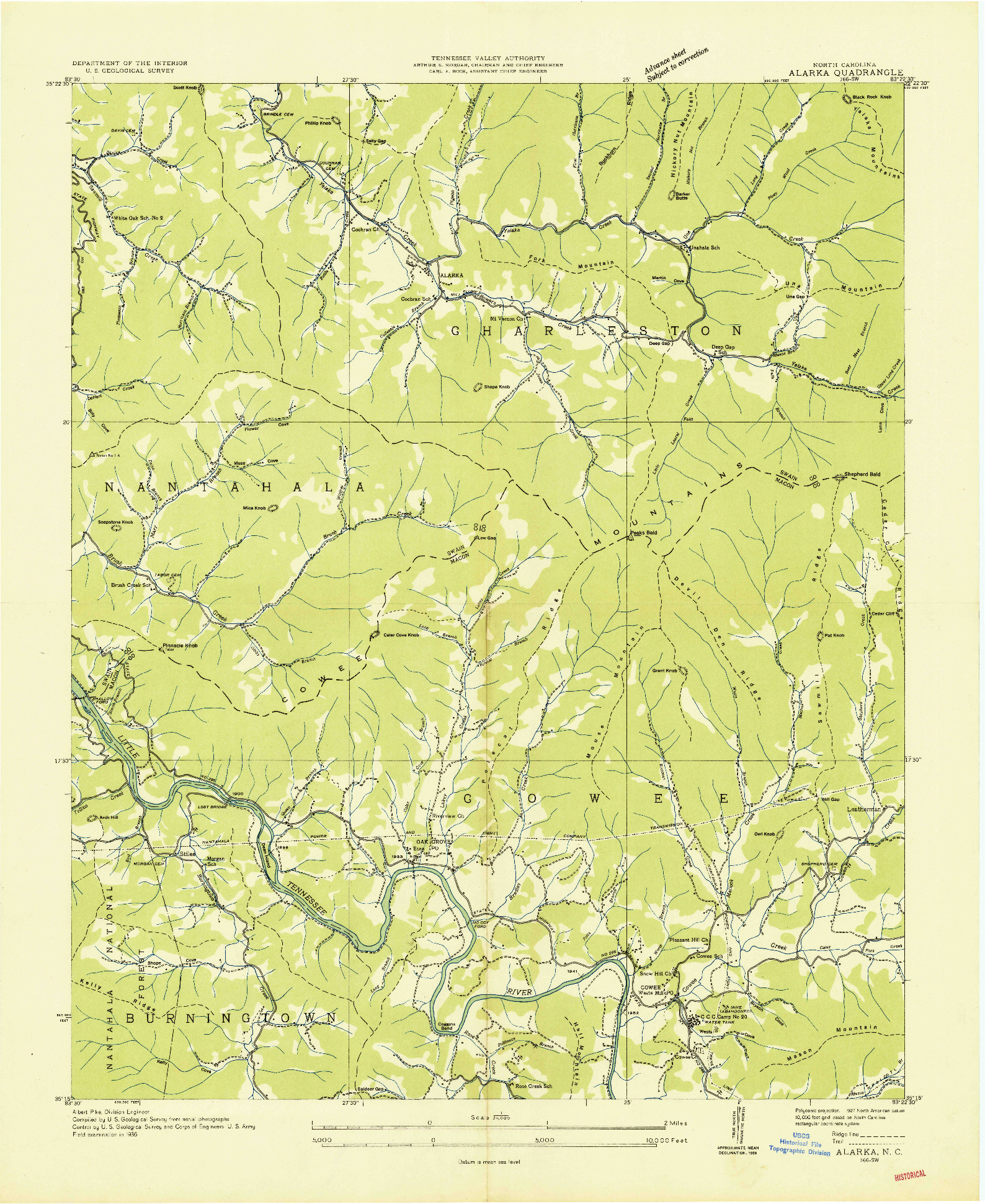 USGS 1:24000-SCALE QUADRANGLE FOR ALARKA, NC 1936