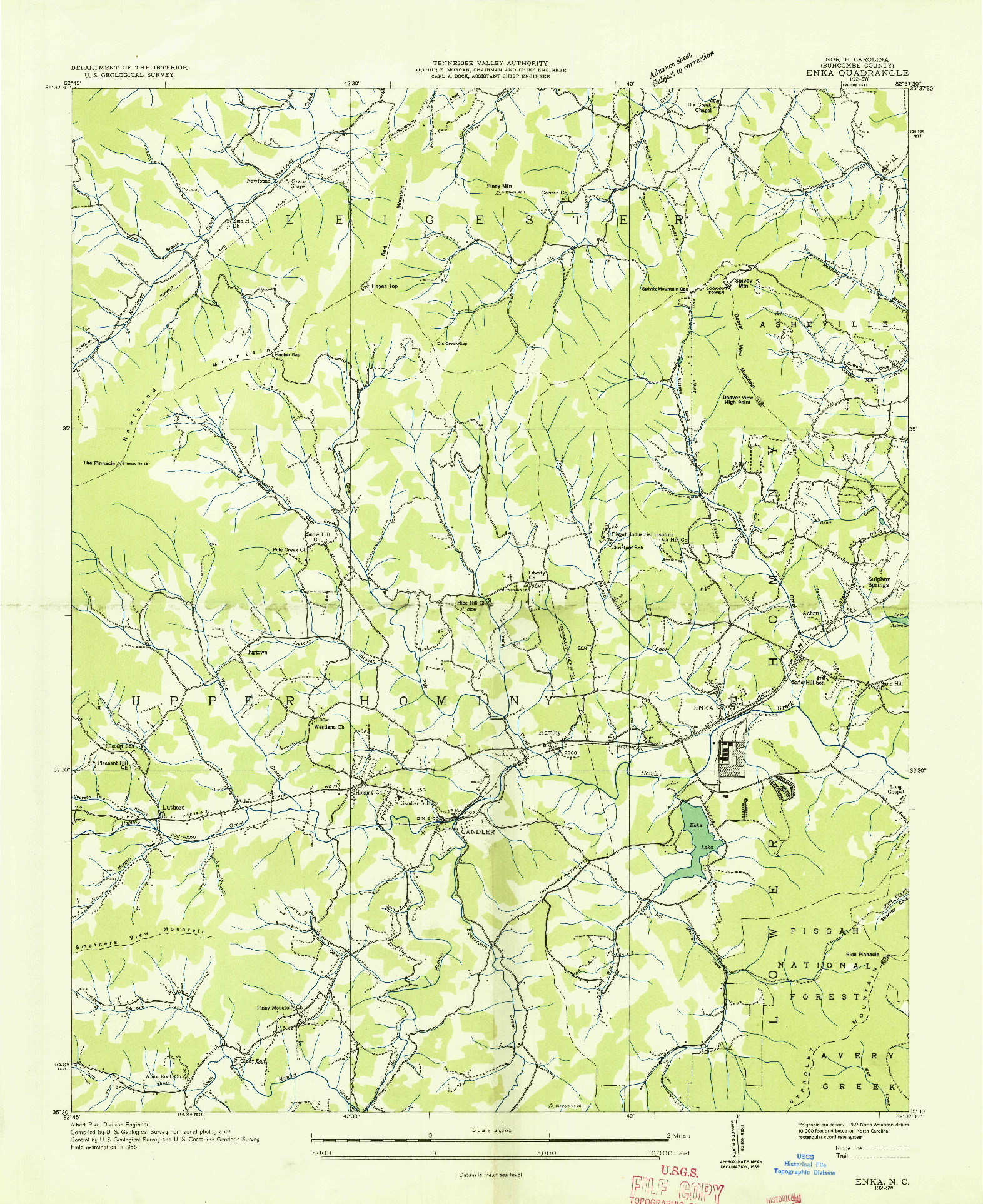 USGS 1:24000-SCALE QUADRANGLE FOR ENKA, NC 1936