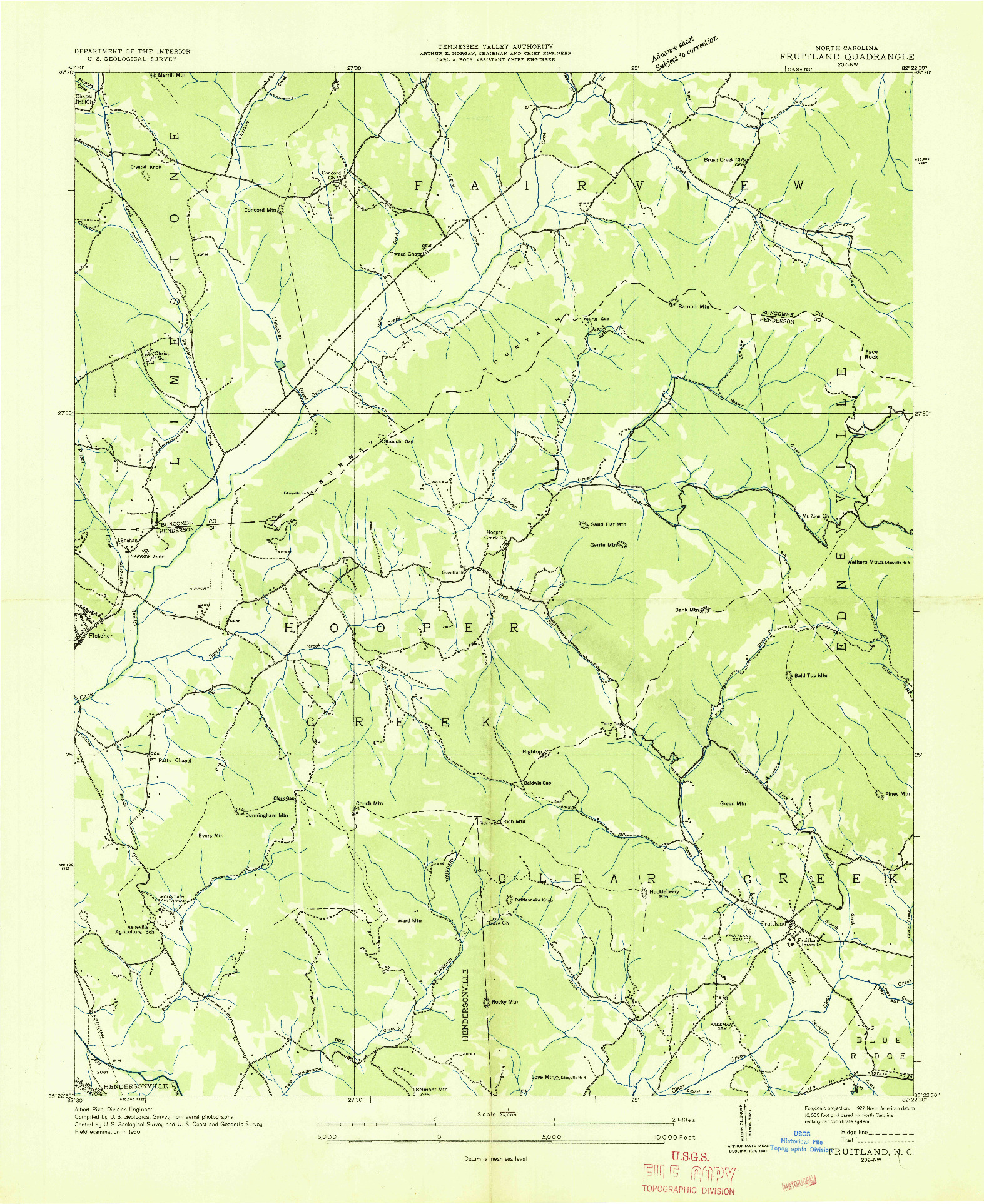 USGS 1:24000-SCALE QUADRANGLE FOR FRUITLAND, NC 1936