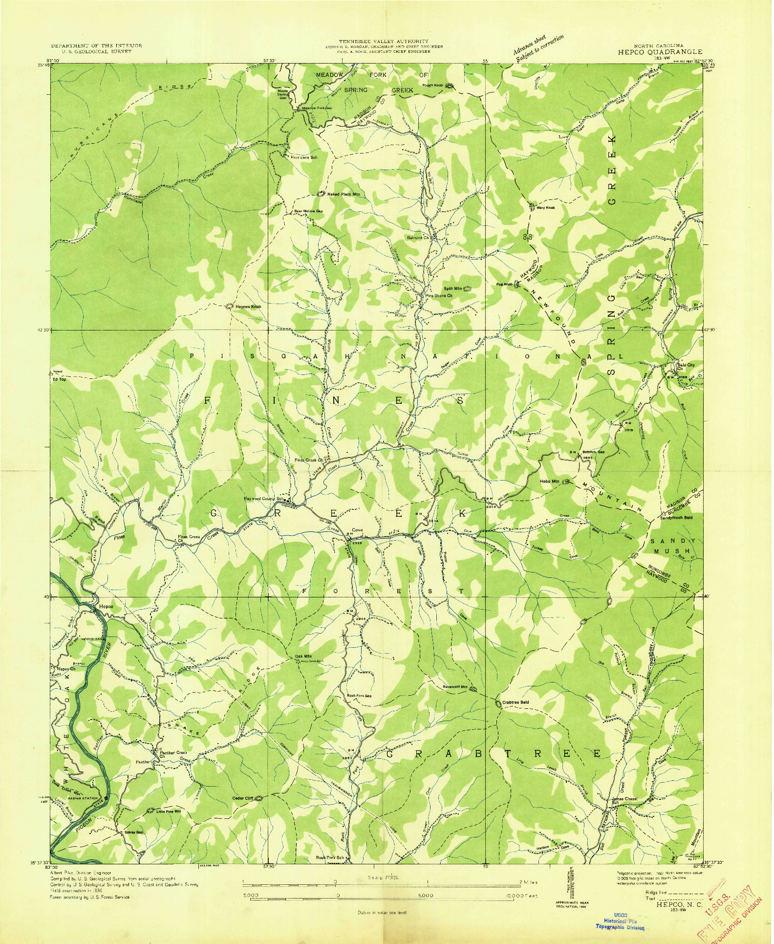 USGS 1:24000-SCALE QUADRANGLE FOR HEPCO, NC 1936