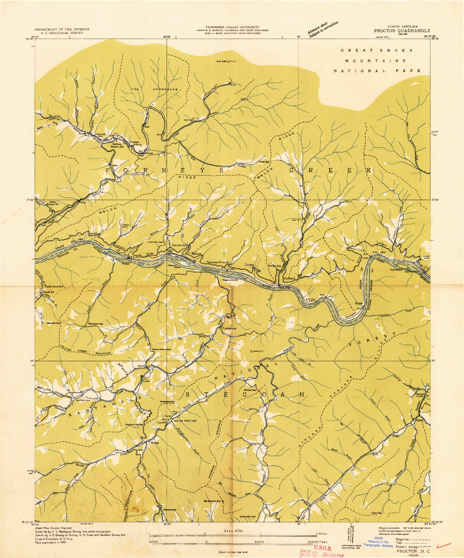 USGS 1:24000-SCALE QUADRANGLE FOR PROCTOR, NC 1936