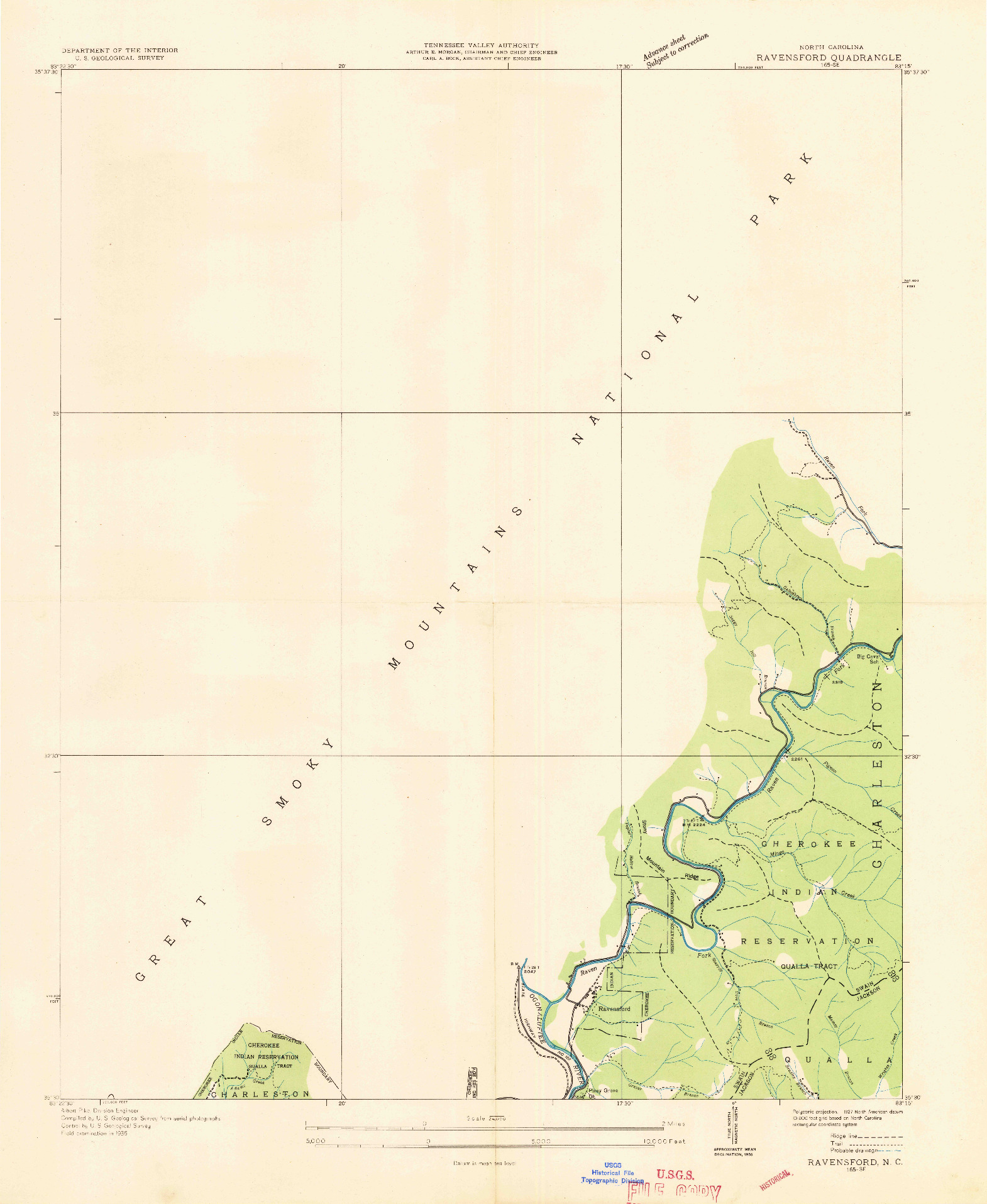 USGS 1:24000-SCALE QUADRANGLE FOR RAVENSFORD, NC 1936