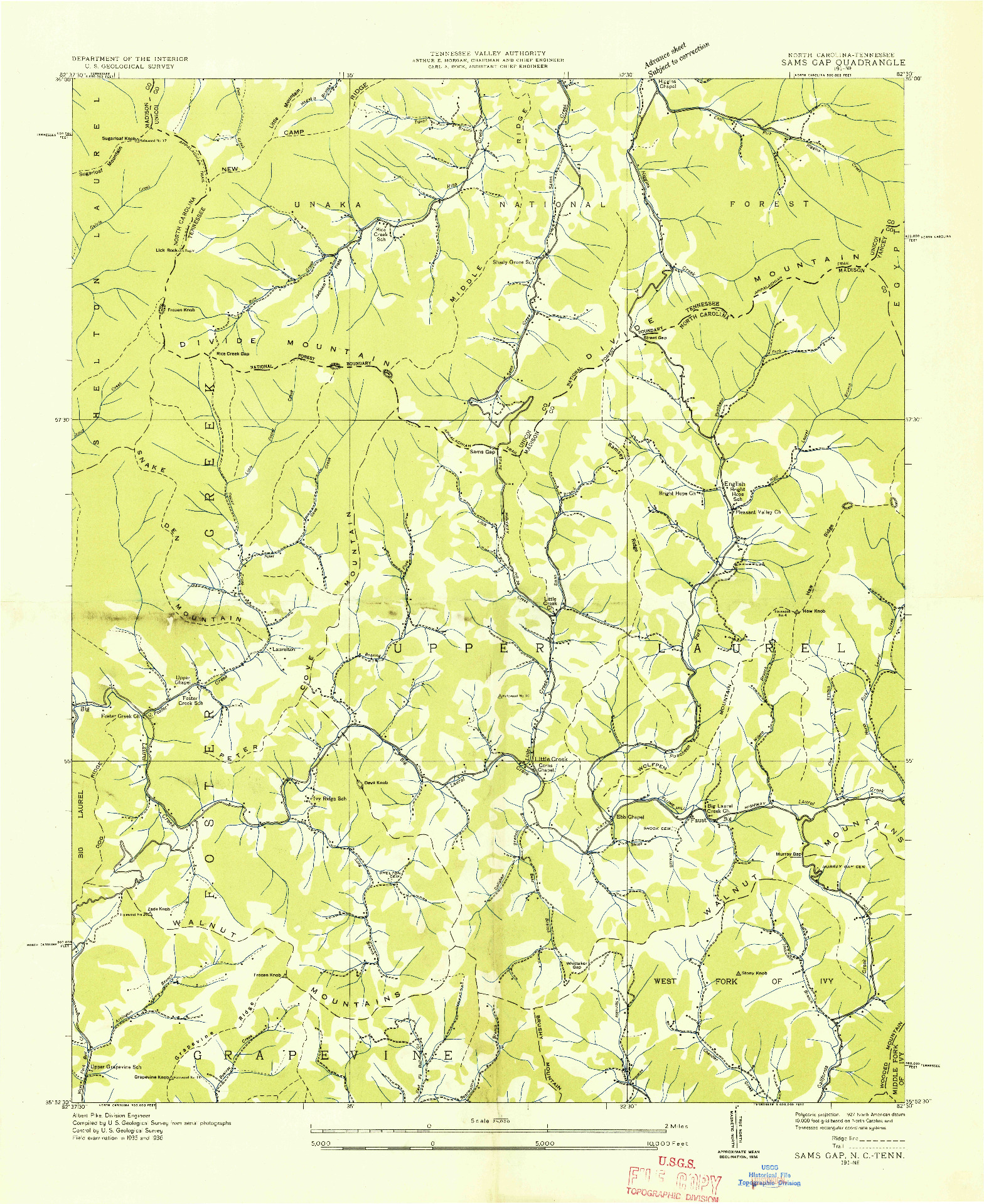 USGS 1:24000-SCALE QUADRANGLE FOR SAMS GAP, NC 1936