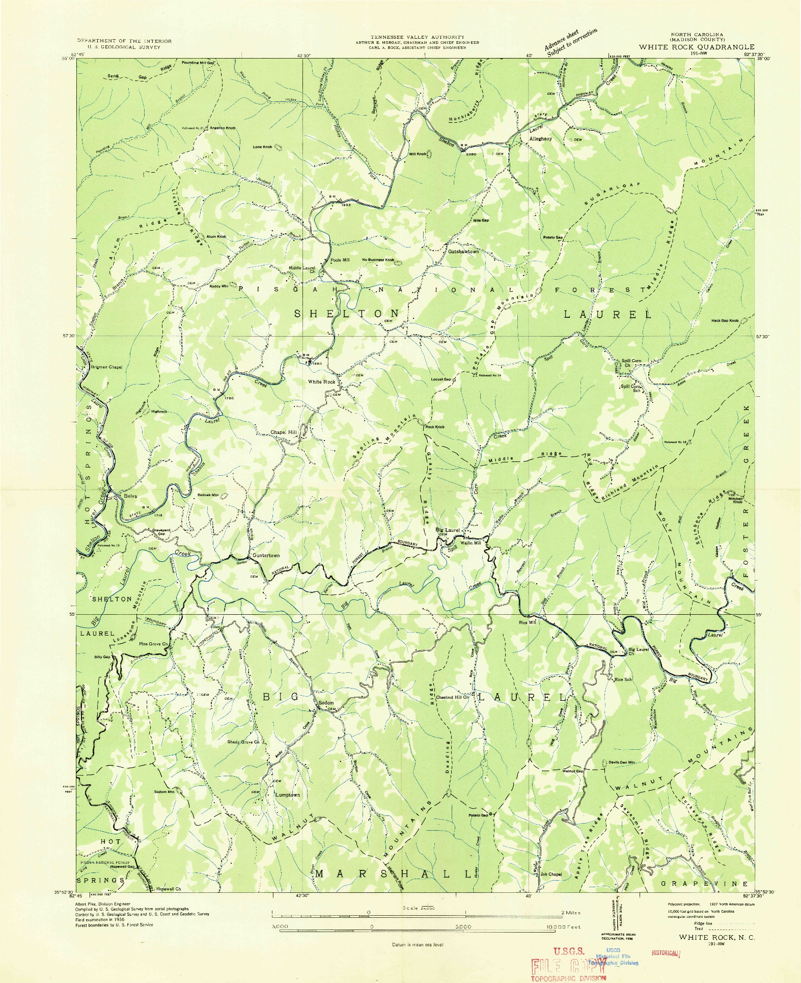 USGS 1:24000-SCALE QUADRANGLE FOR WHITE ROCK, NC 1936