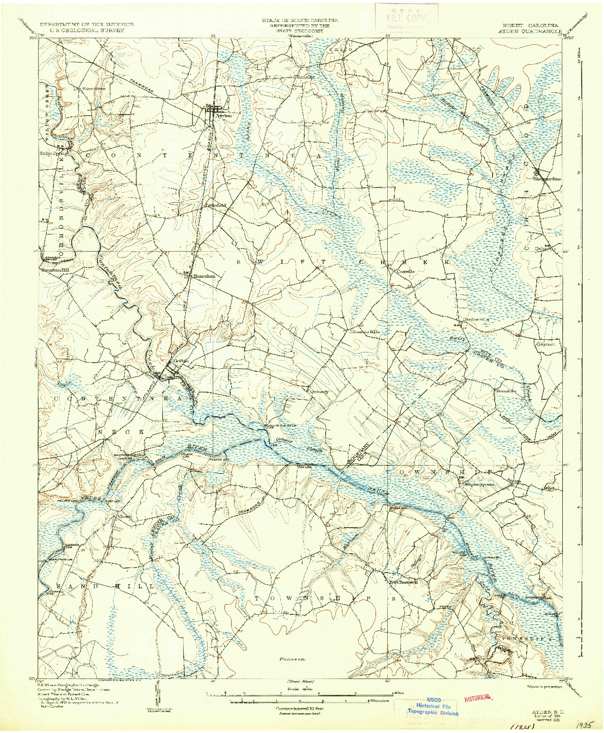 USGS 1:62500-SCALE QUADRANGLE FOR AYDEN, NC 1904