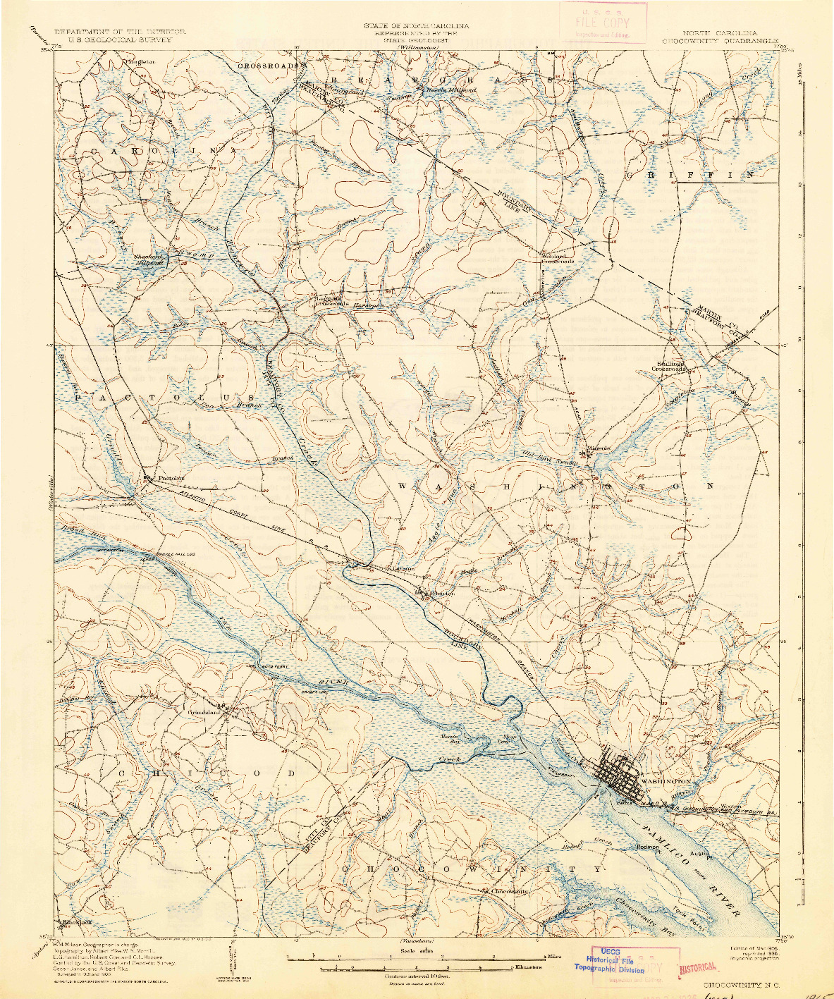 USGS 1:62500-SCALE QUADRANGLE FOR CHOCOWINITY, NC 1905