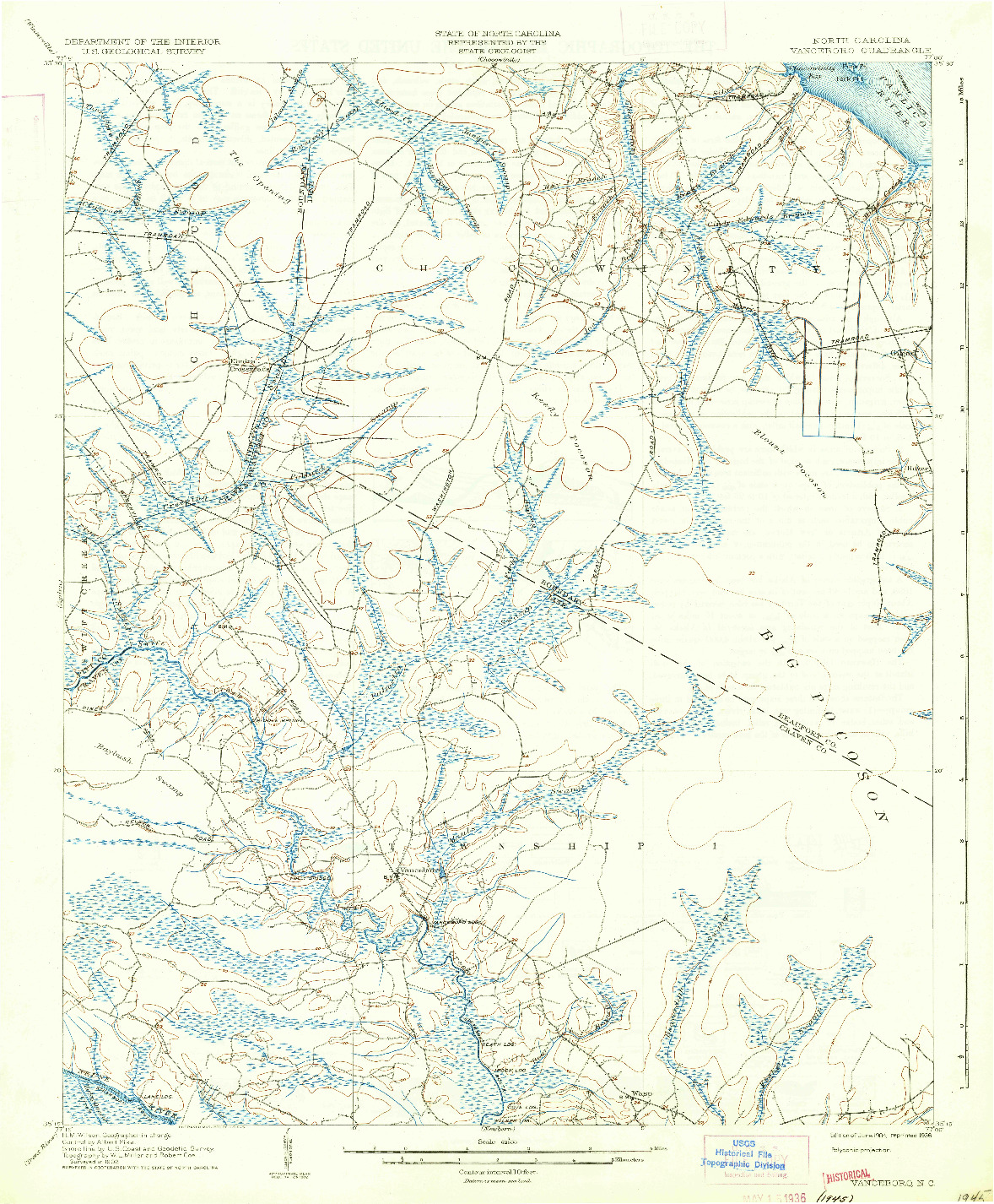 USGS 1:62500-SCALE QUADRANGLE FOR VANCEBORO, NC 1904