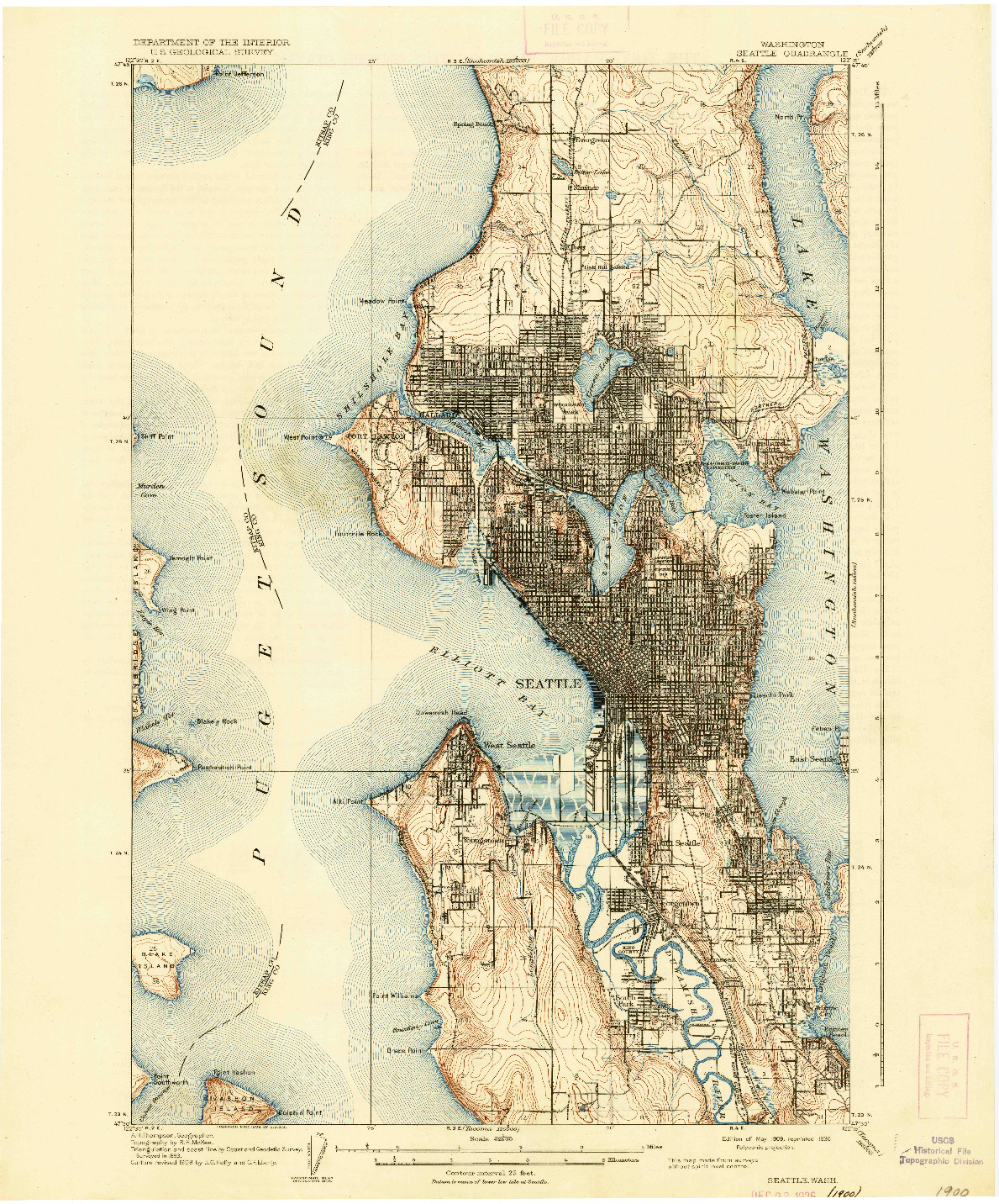 USGS 1:62500-SCALE QUADRANGLE FOR SEATTLE, WA 1909