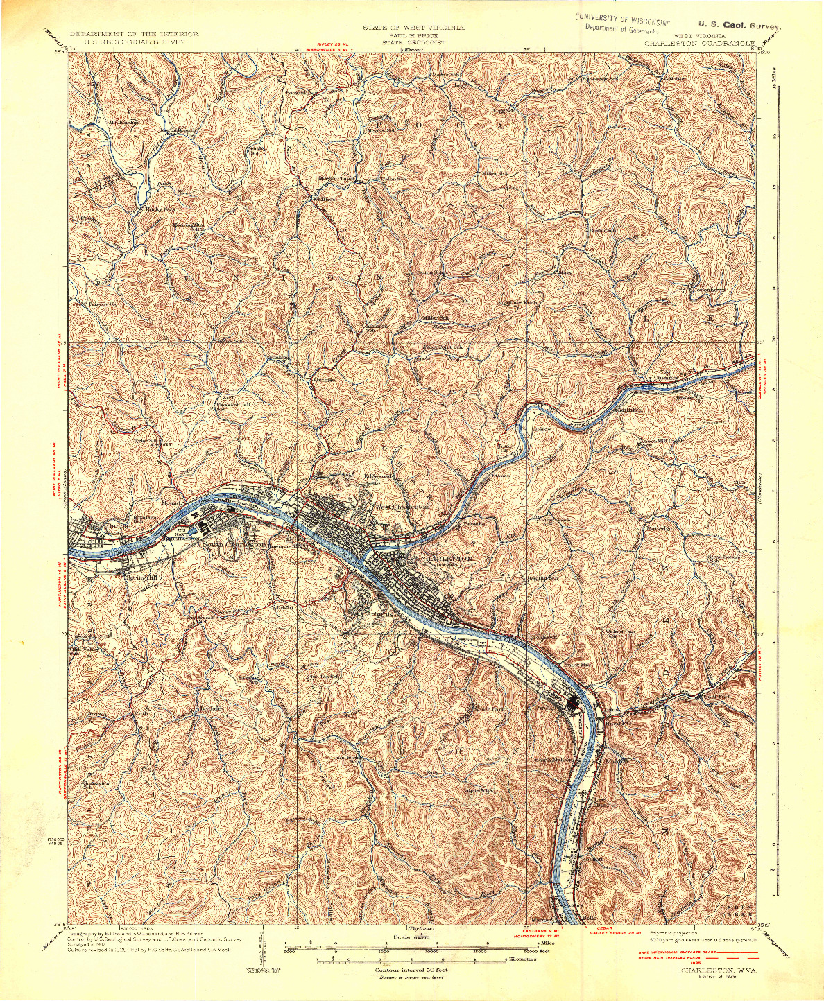 USGS 1:62500-SCALE QUADRANGLE FOR CHARLESTON, WV 1936