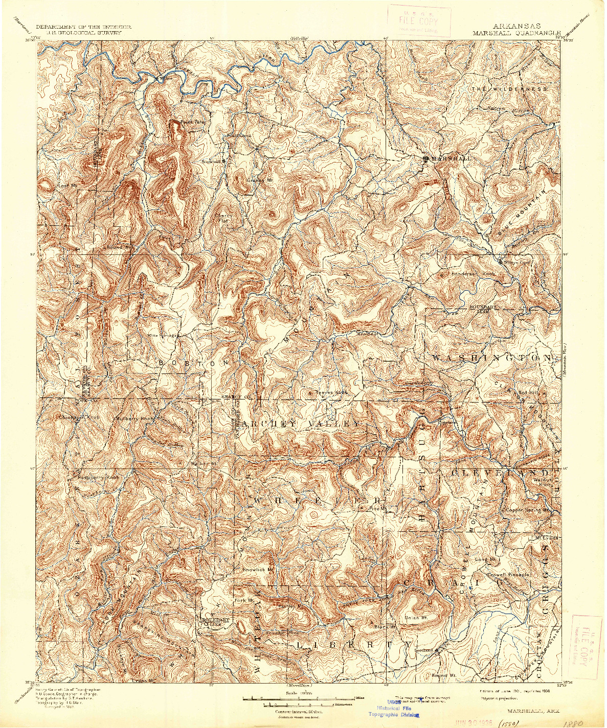 USGS 1:125000-SCALE QUADRANGLE FOR MARSHALL, AR 1901
