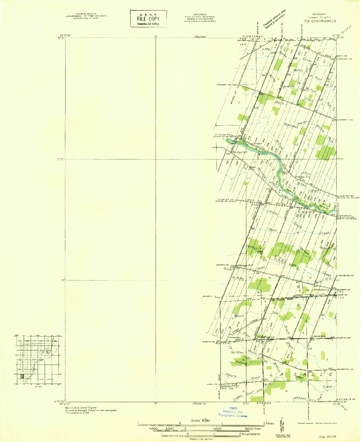 USGS 1:31680-SCALE QUADRANGLE FOR IDA, MI 1936