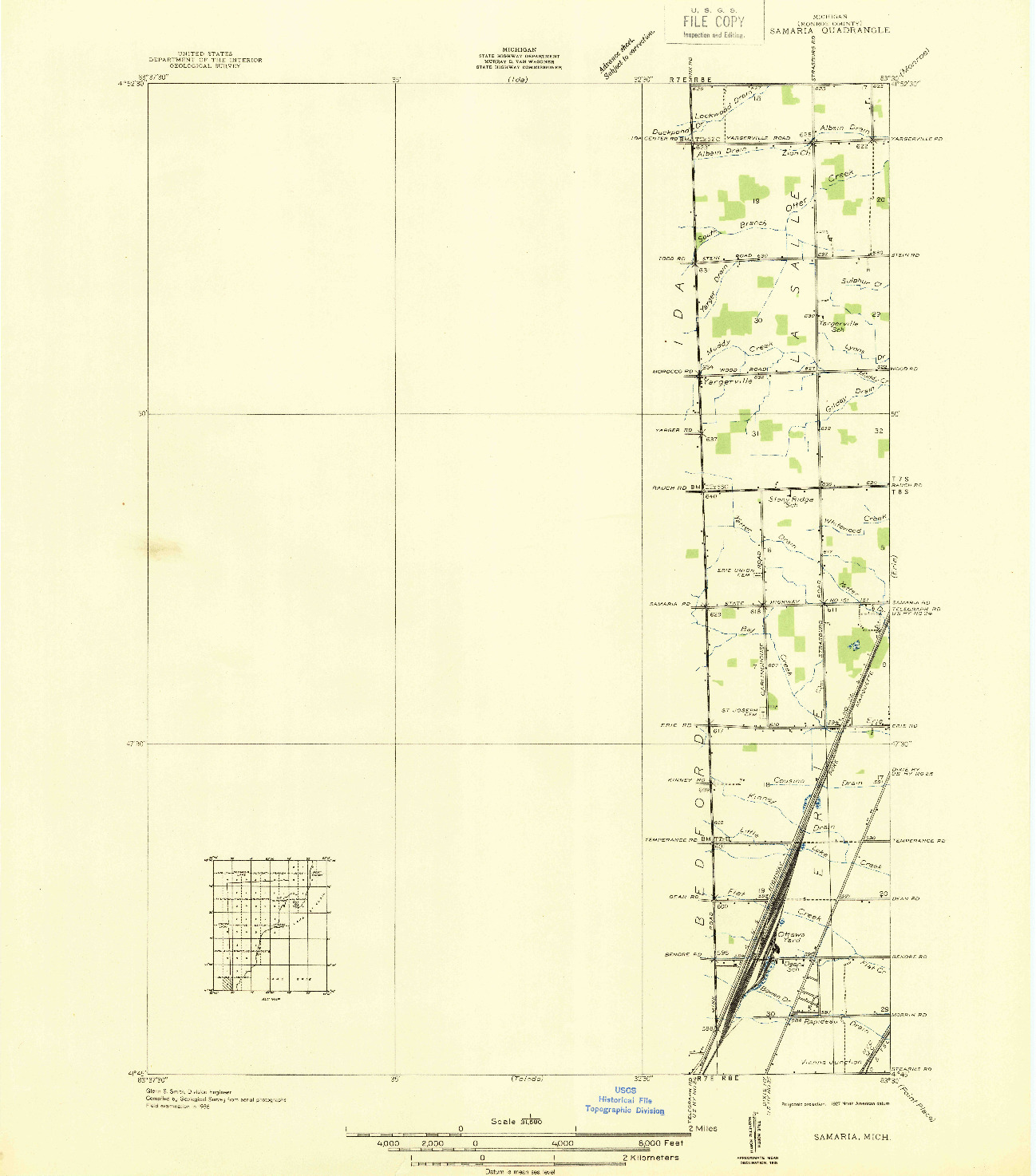 USGS 1:31680-SCALE QUADRANGLE FOR SAMARIA, MI 1936