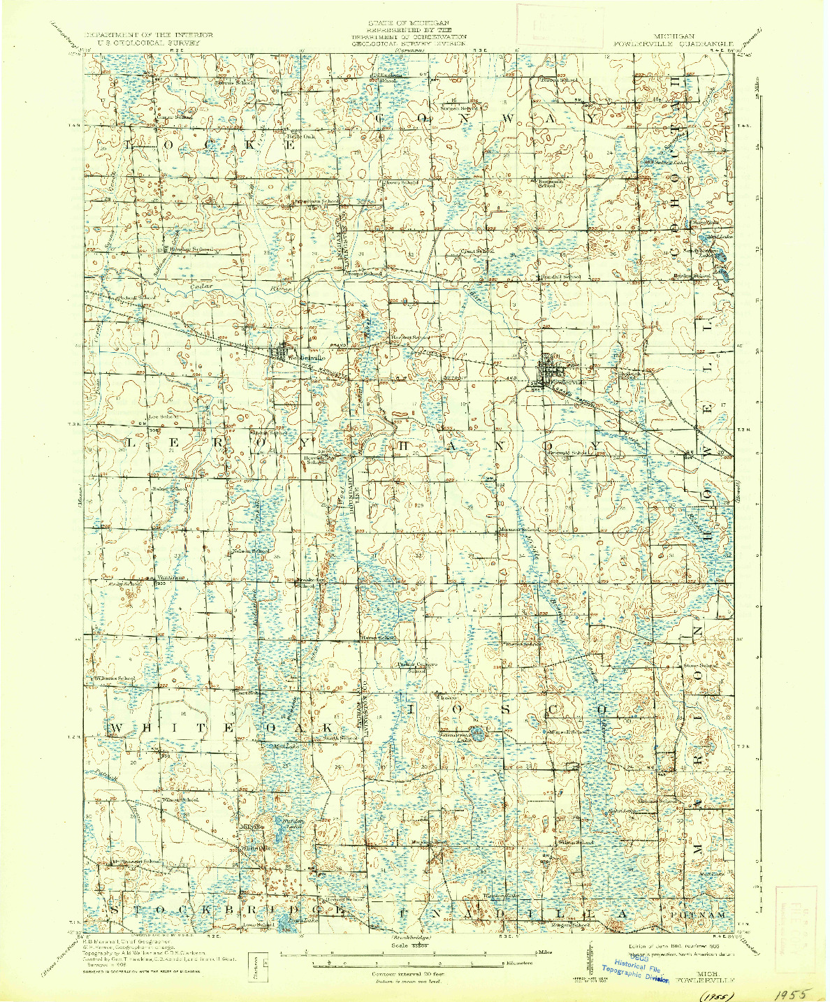 USGS 1:62500-SCALE QUADRANGLE FOR FOWLERVILLE, MI 1910