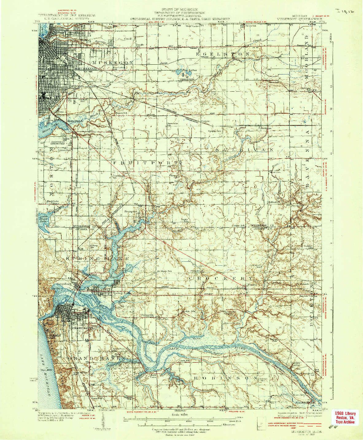 USGS 1:62500-SCALE QUADRANGLE FOR MUSKEGON, MI 1936