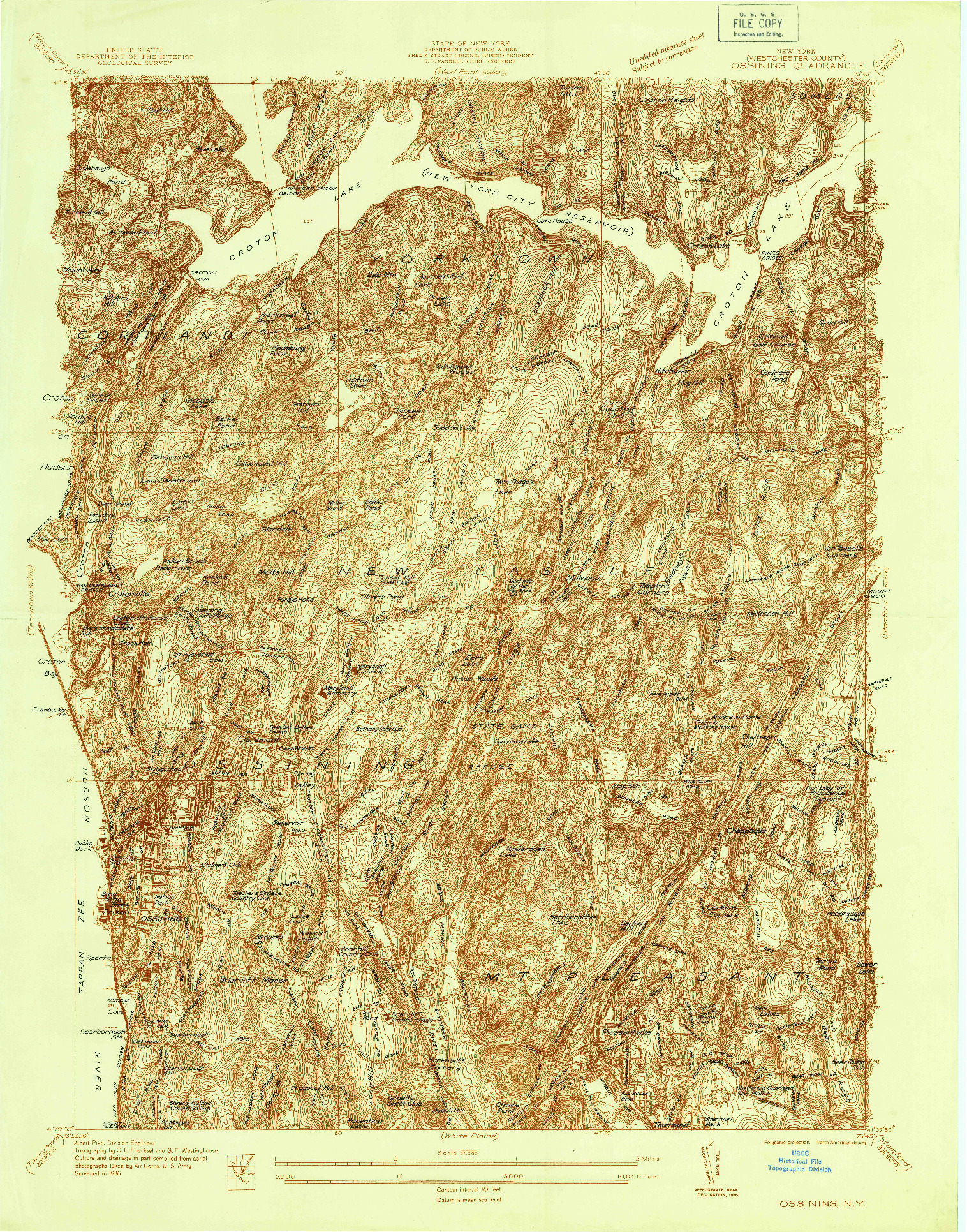 USGS 1:24000-SCALE QUADRANGLE FOR OSSINING, NY 1936