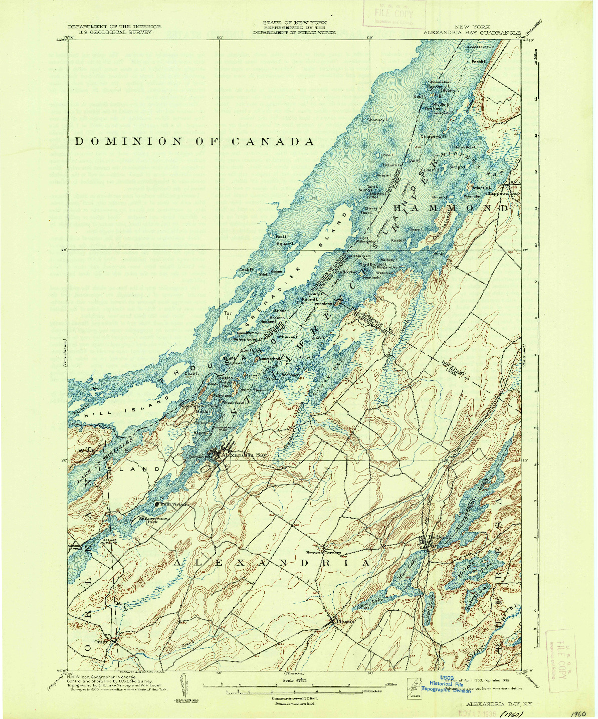 USGS 1:62500-SCALE QUADRANGLE FOR ALEXANDRIA BAY, NY 1903