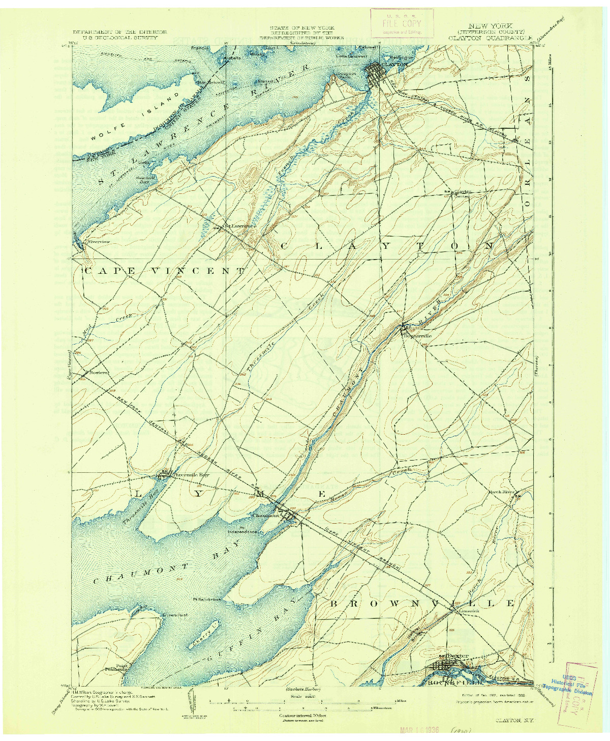 USGS 1:62500-SCALE QUADRANGLE FOR CLAYTON, NY 1903