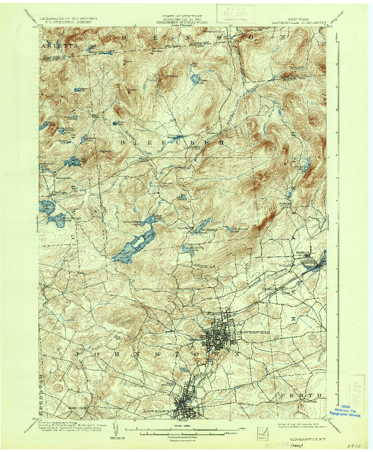 USGS 1:62500-SCALE QUADRANGLE FOR GLOVERSVILLE, NY 1903