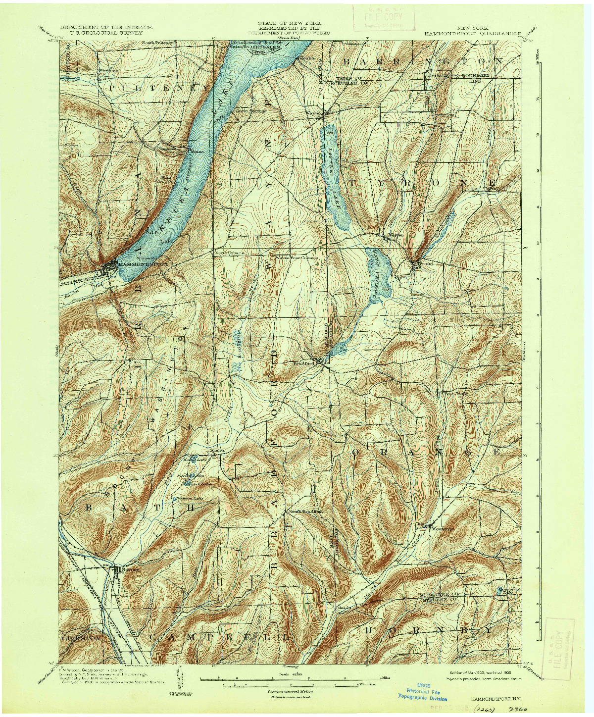 USGS 1:62500-SCALE QUADRANGLE FOR HAMMONDSPORT, NY 1903