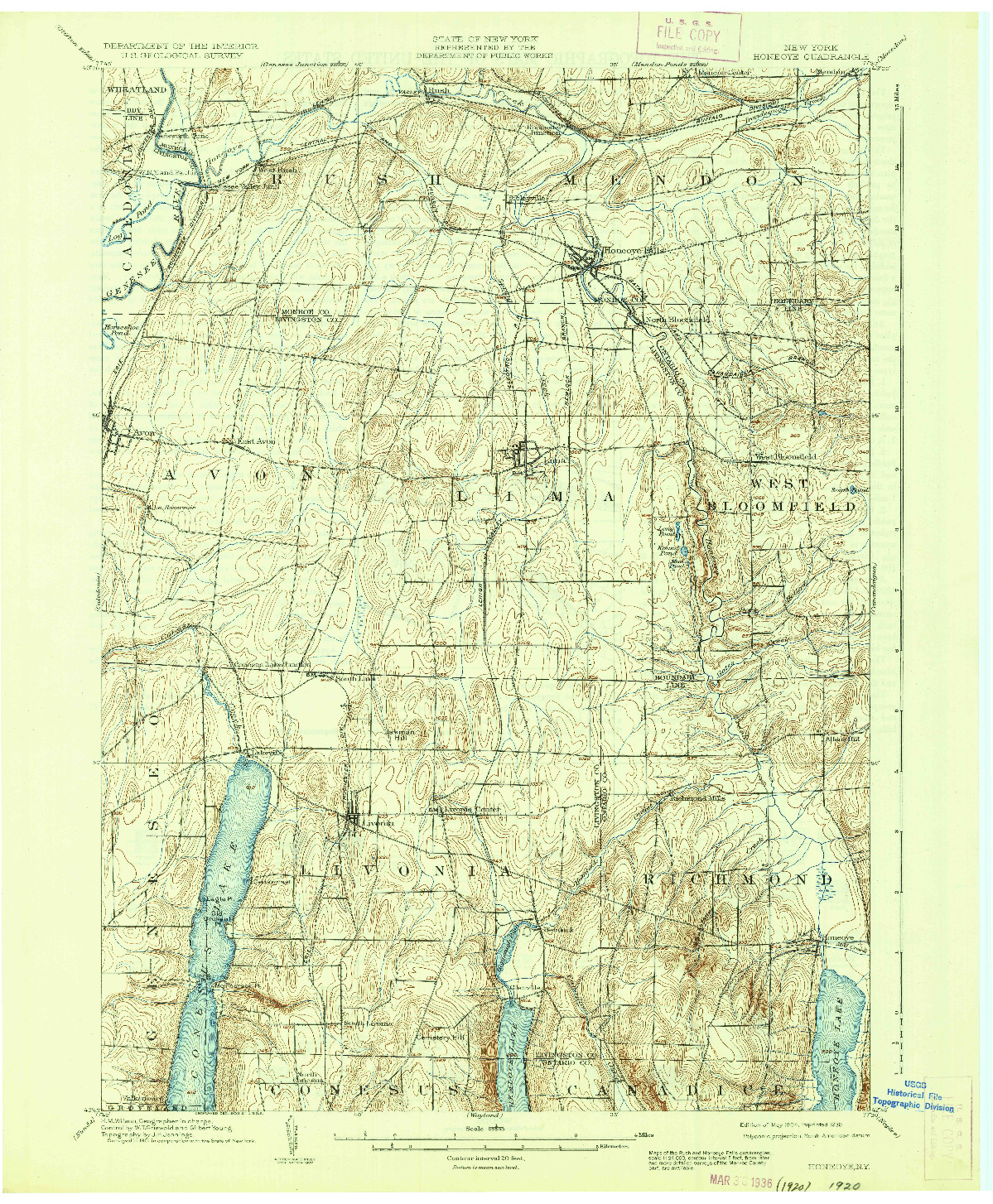 USGS 1:62500-SCALE QUADRANGLE FOR HONEOYE, NY 1904
