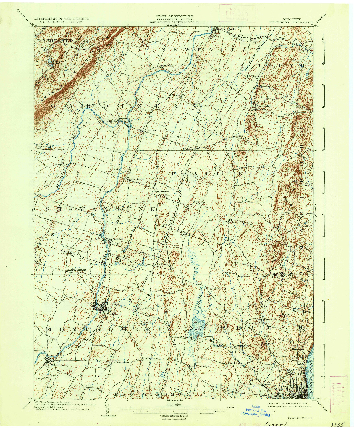 USGS 1:62500-SCALE QUADRANGLE FOR NEWBURGH, NY 1903