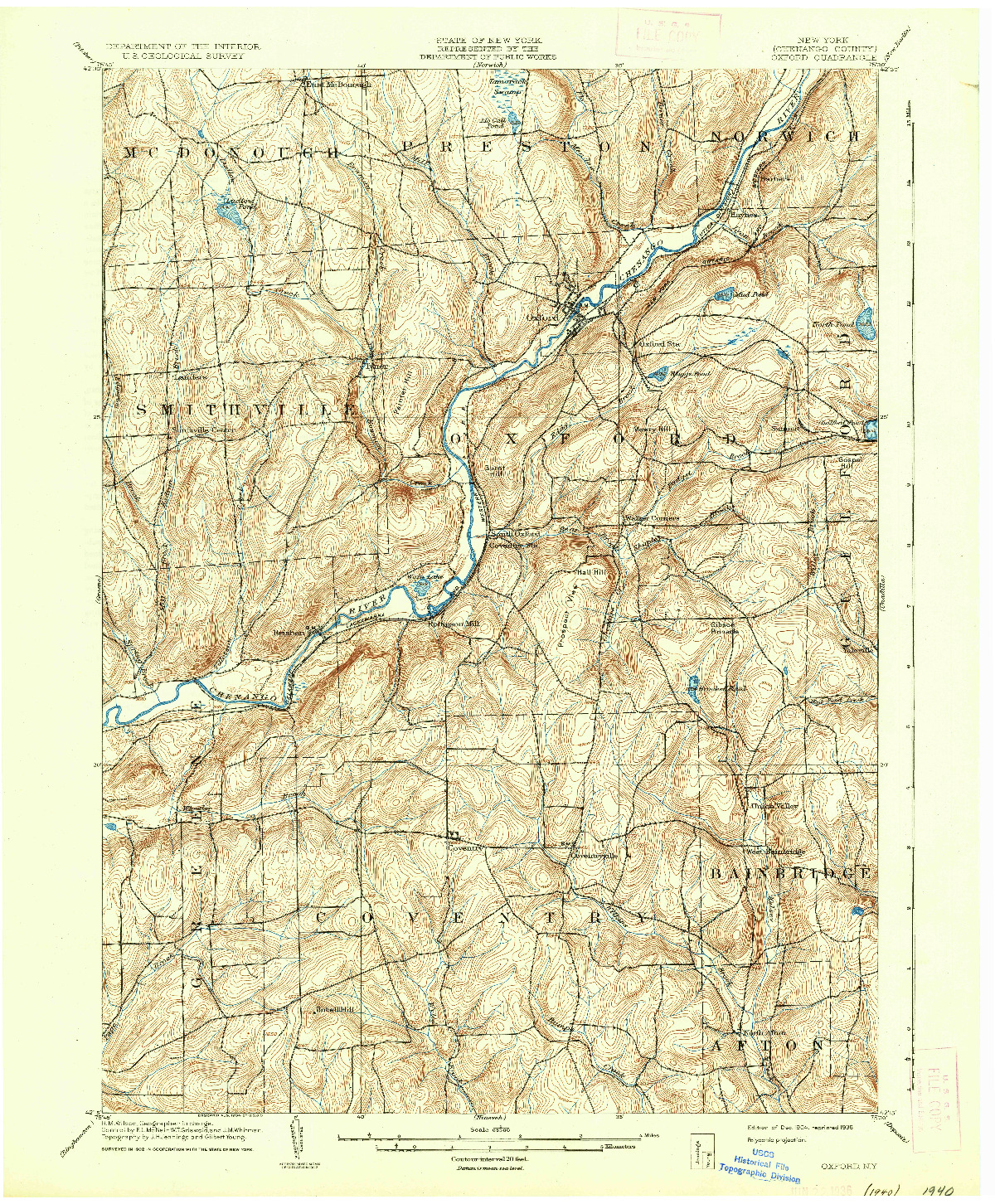 USGS 1:62500-SCALE QUADRANGLE FOR OXFORD, NY 1904