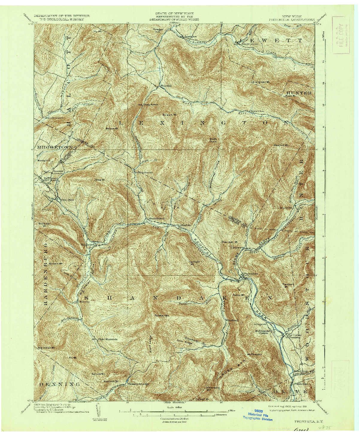 USGS 1:62500-SCALE QUADRANGLE FOR PHOENICIA, NY 1903