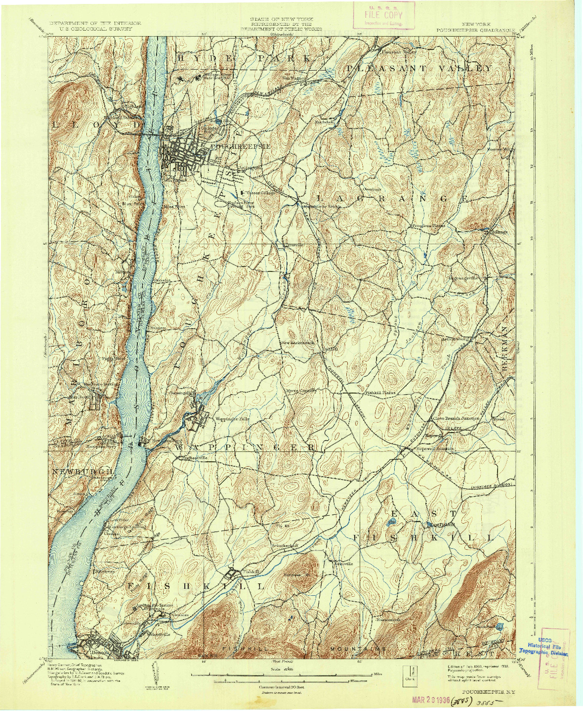 USGS 1:62500-SCALE QUADRANGLE FOR POUGHKEEPSIE, NY 1903