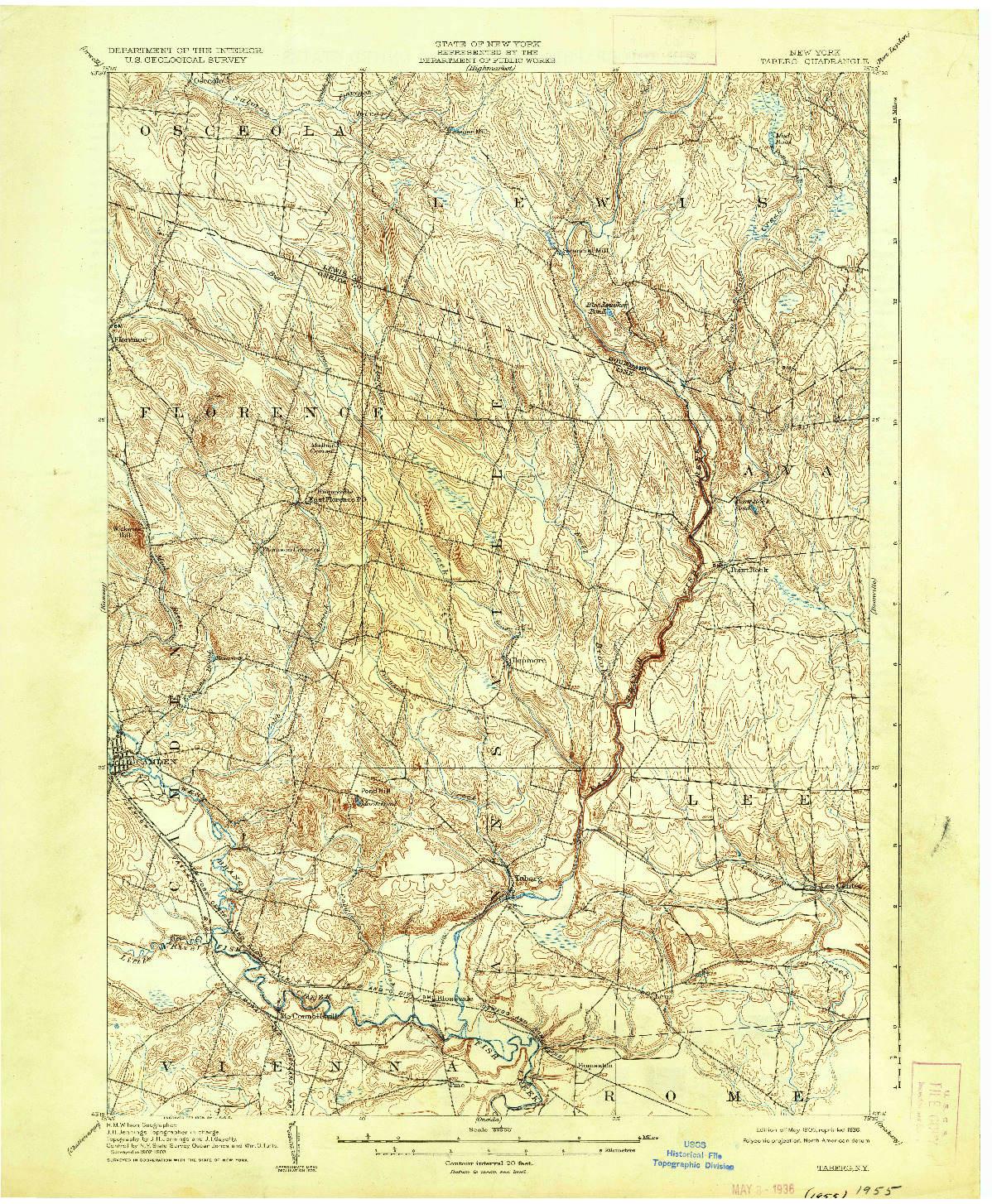 USGS 1:62500-SCALE QUADRANGLE FOR TABERG, NY 1905