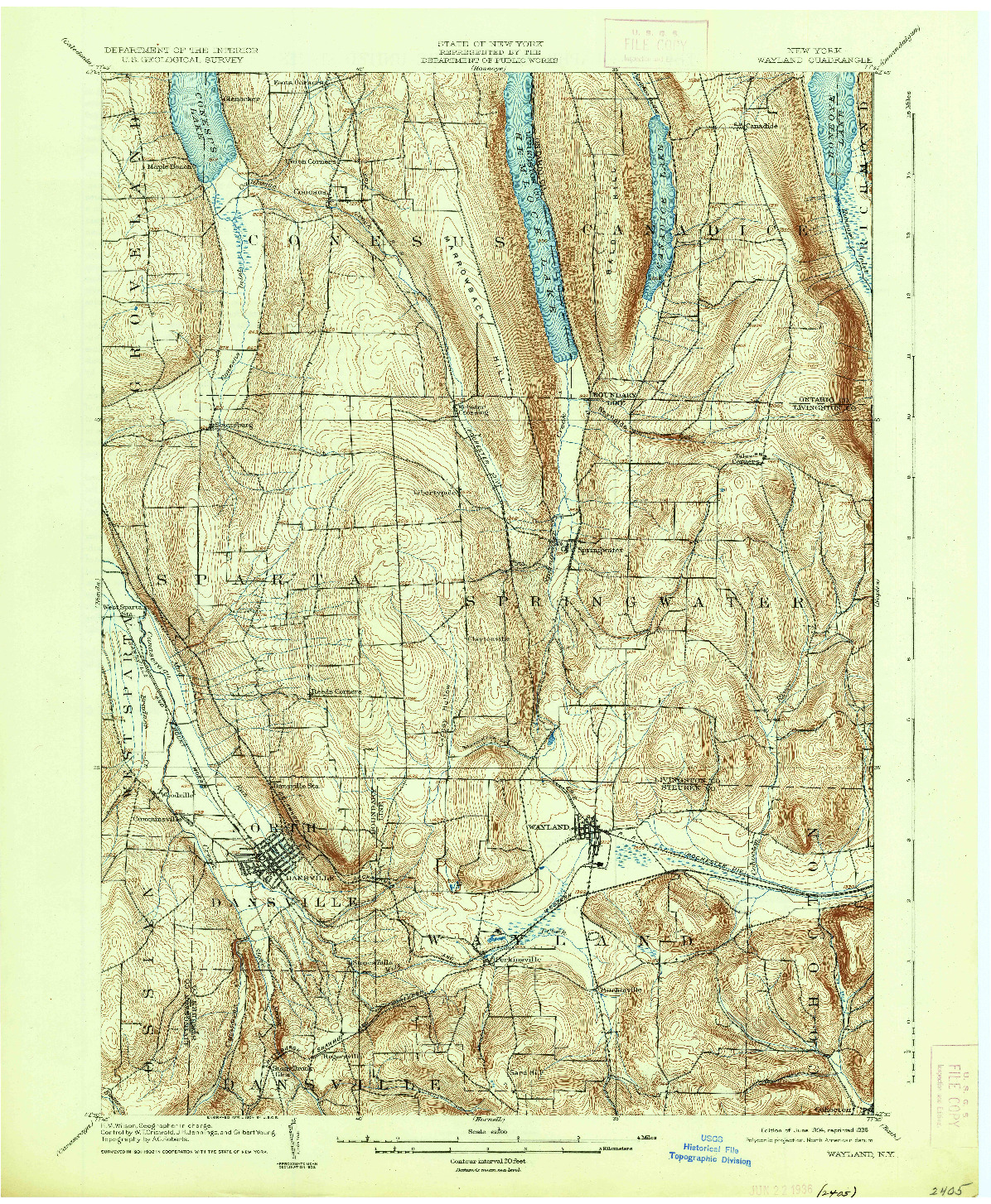 USGS 1:62500-SCALE QUADRANGLE FOR WAYLAND, NY 1904