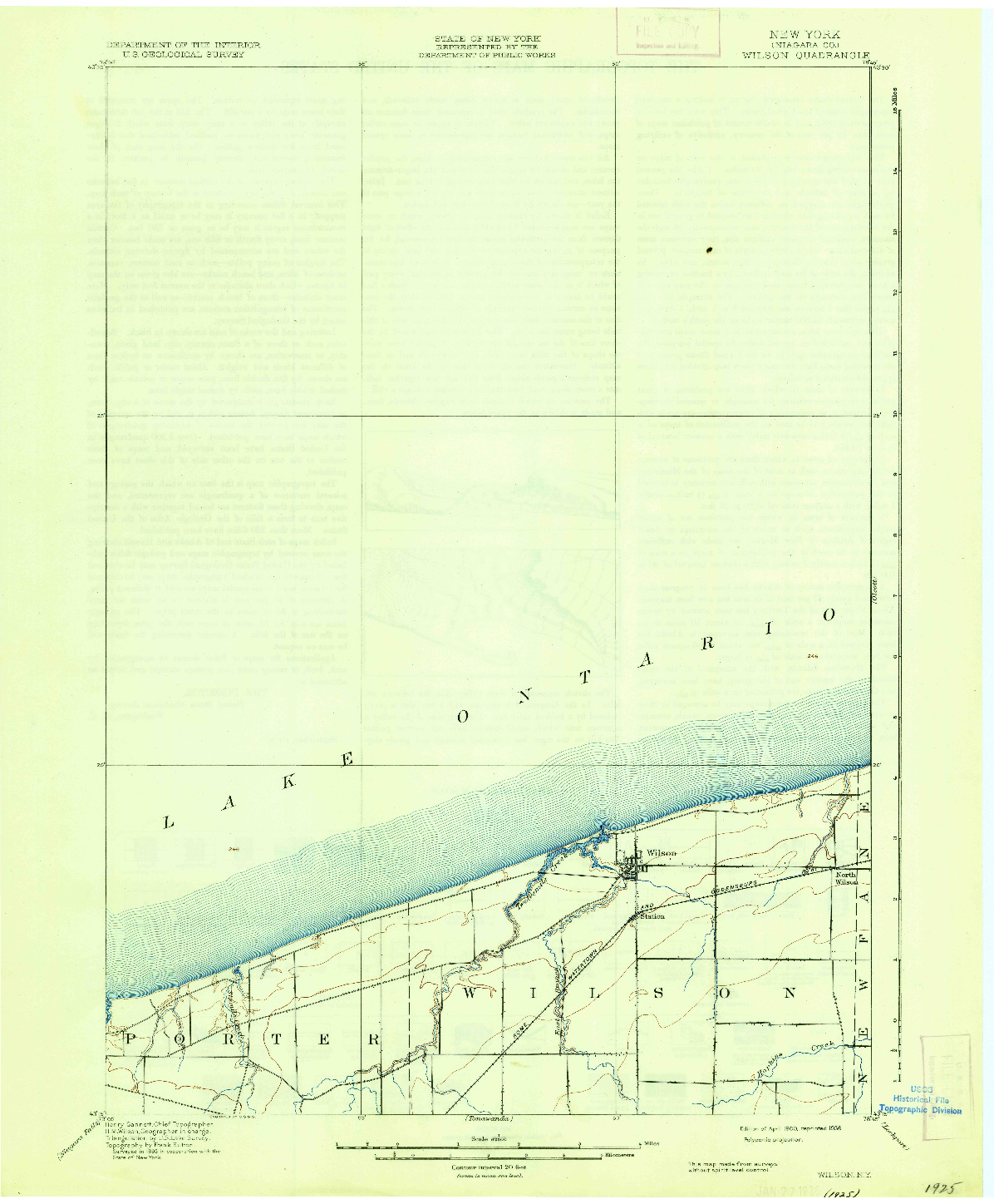 USGS 1:62500-SCALE QUADRANGLE FOR WILSON, NY 1900