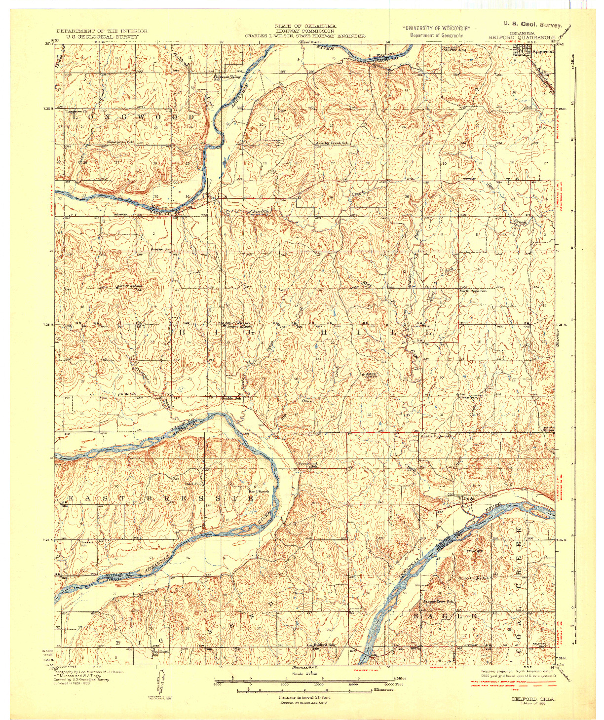 USGS 1:62500-SCALE QUADRANGLE FOR BELFORD, OK 1936