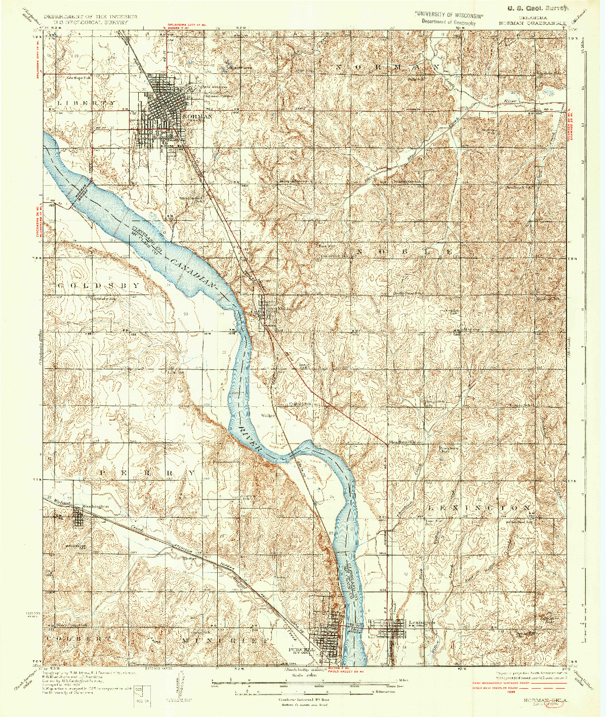 USGS 1:62500-SCALE QUADRANGLE FOR NORMAN, OK 1936
