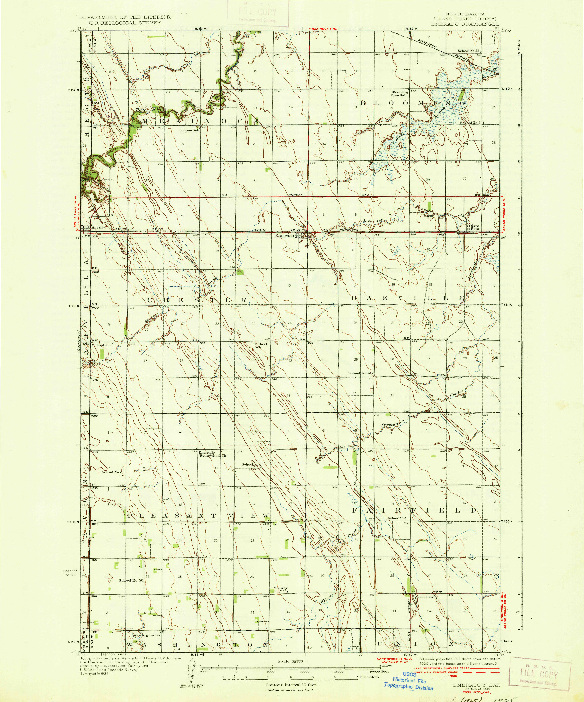 USGS 1:62500-SCALE QUADRANGLE FOR EMERADO, ND 1936