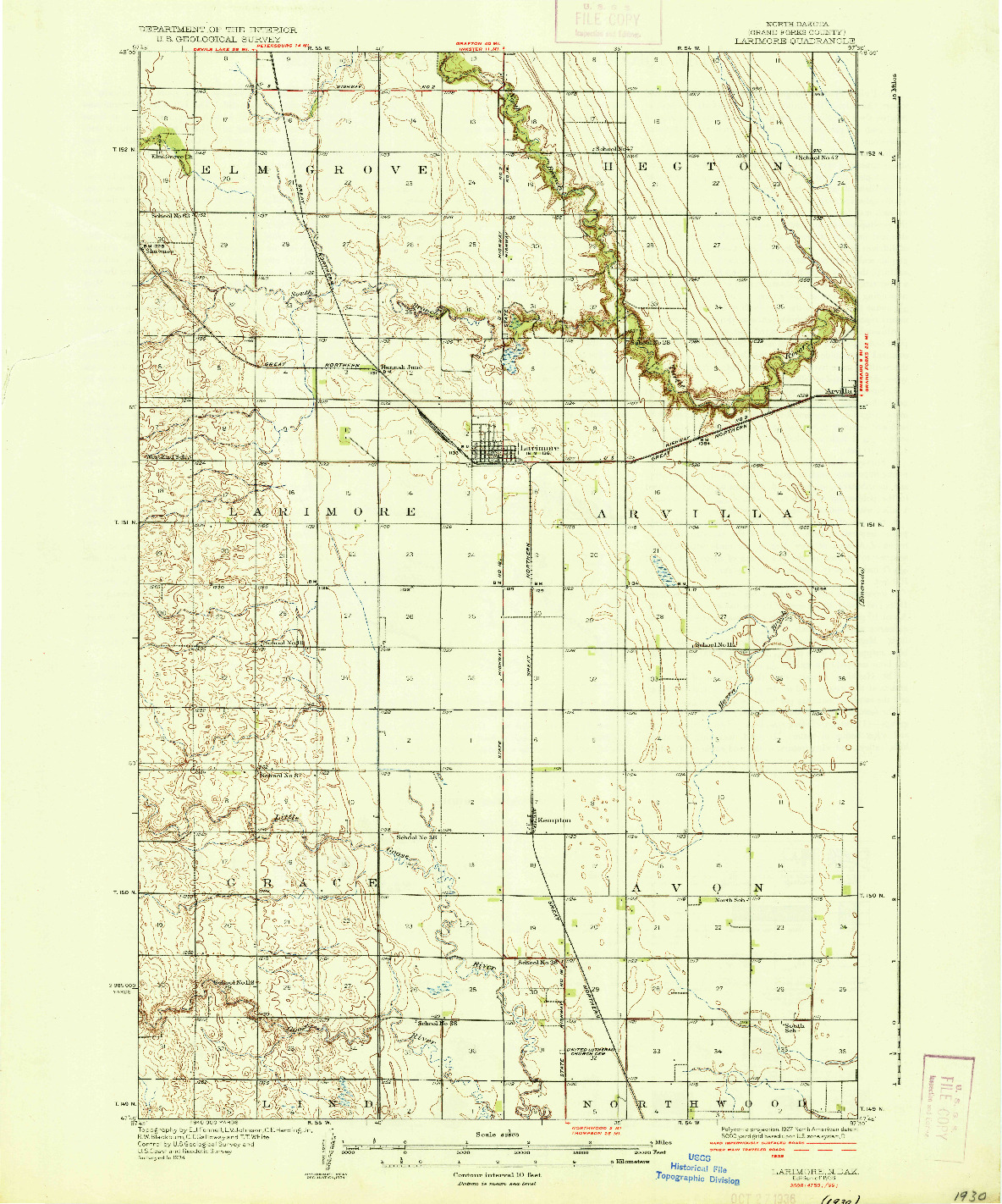 USGS 1:62500-SCALE QUADRANGLE FOR LARIMORE, ND 1936