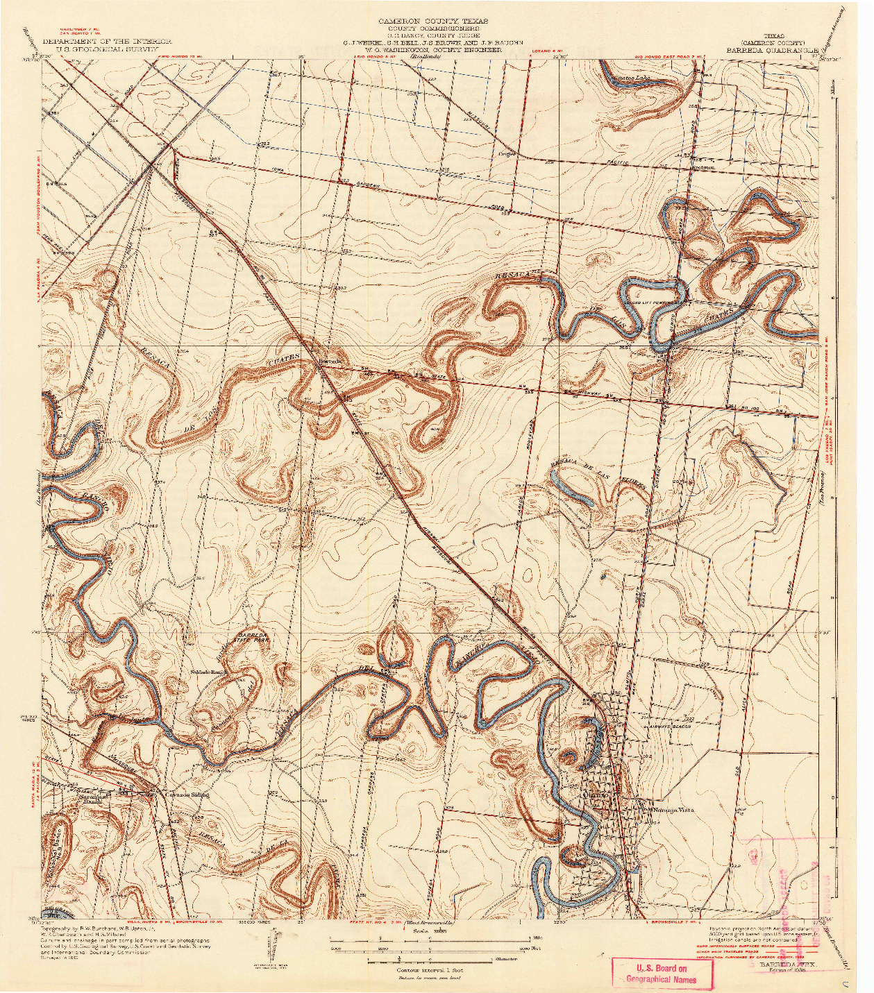 USGS 1:31680-SCALE QUADRANGLE FOR BARREDA, TX 1936