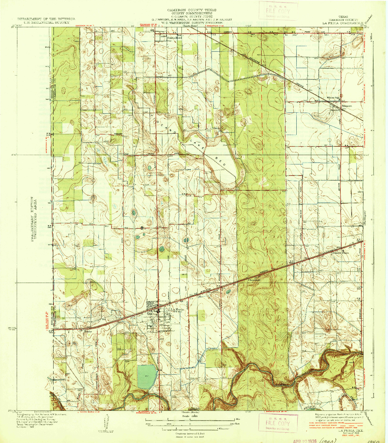 USGS 1:31680-SCALE QUADRANGLE FOR LA FERIA, TX 1936