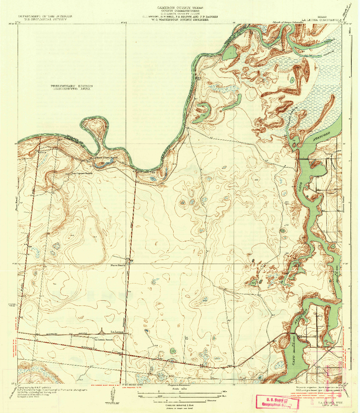 USGS 1:31680-SCALE QUADRANGLE FOR LA LEONA, TX 1936