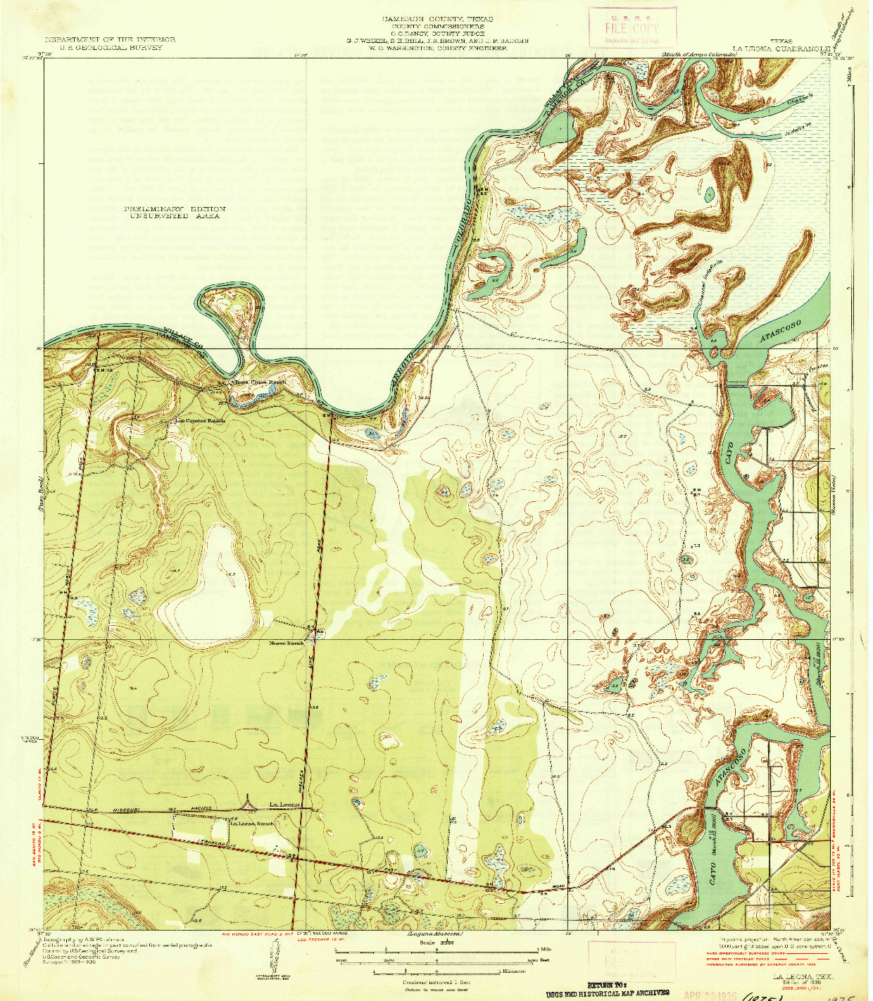 USGS 1:31680-SCALE QUADRANGLE FOR LA LEONA, TX 1936