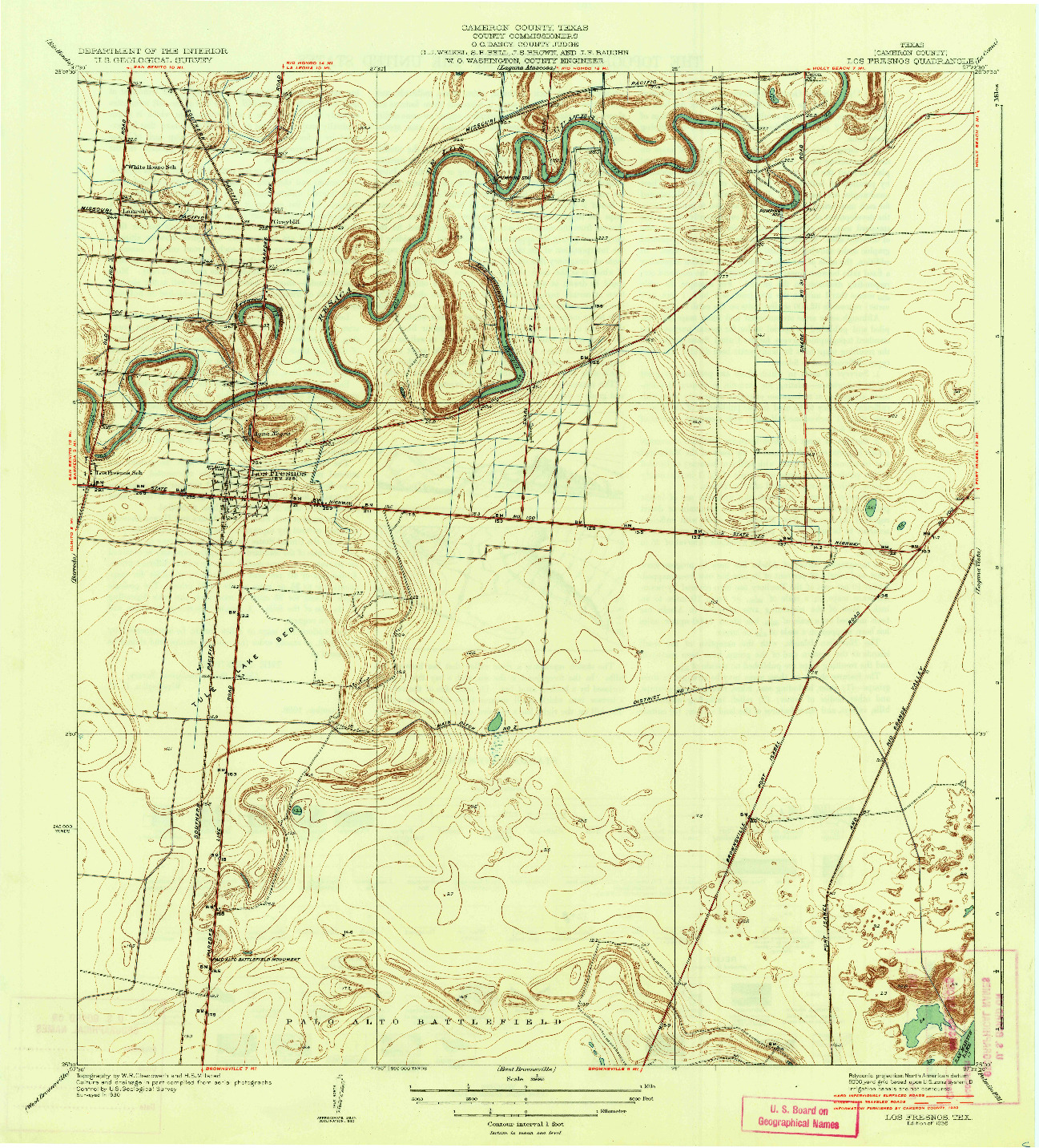 USGS 1:31680-SCALE QUADRANGLE FOR LOS FRESNOS, TX 1936