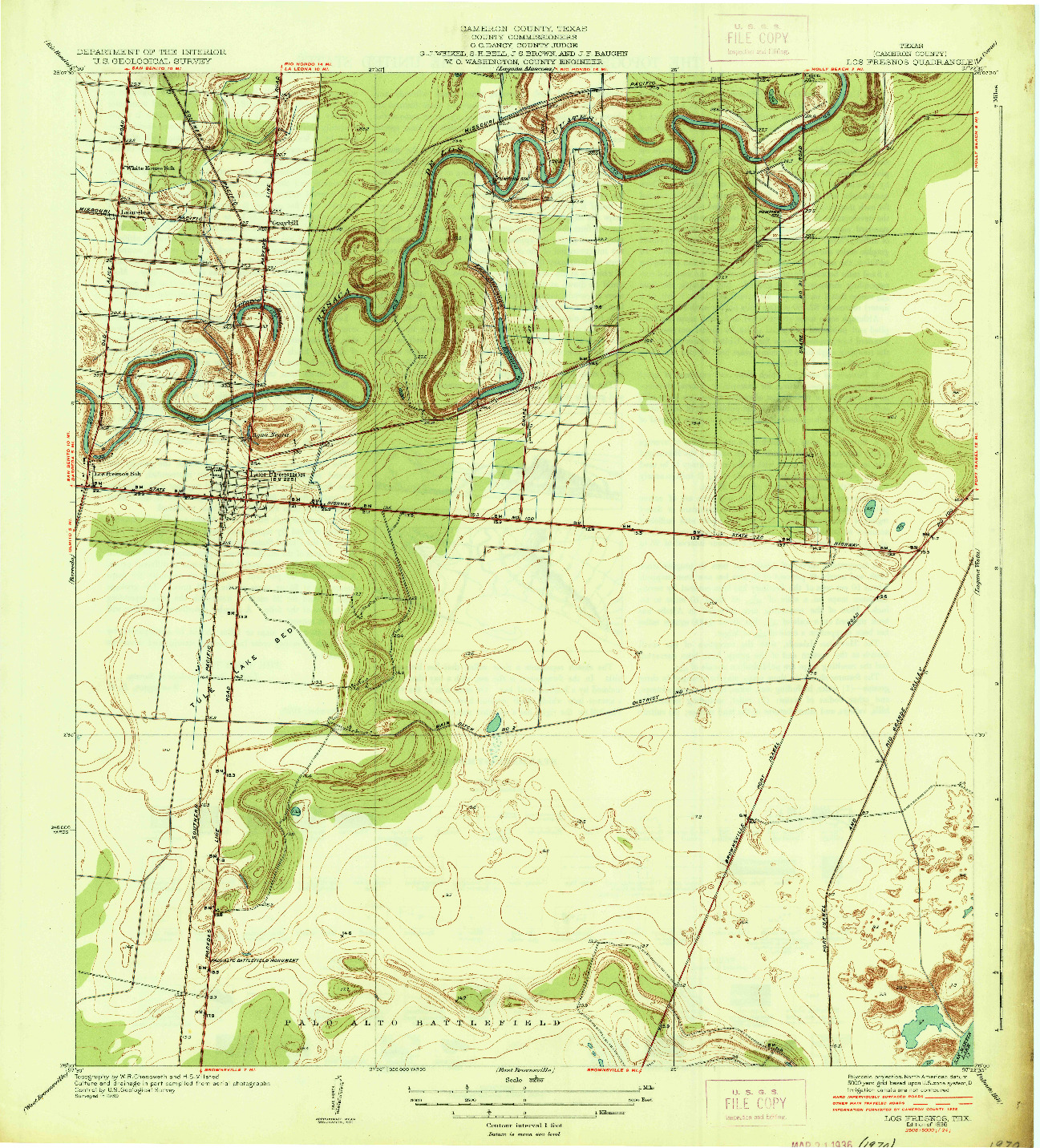 USGS 1:31680-SCALE QUADRANGLE FOR LOS FRESNOS, TX 1936