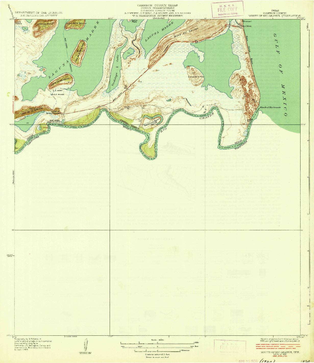 USGS 1:31680-SCALE QUADRANGLE FOR MOUTH OF RIO GRANDE, TX 1936