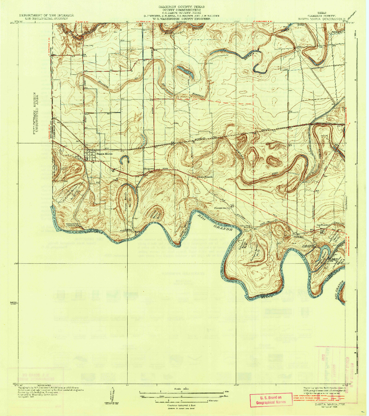 USGS 1:31680-SCALE QUADRANGLE FOR SANTA MARIA, TX 1936