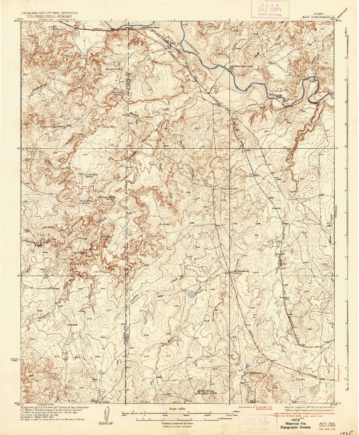 USGS 1:62500-SCALE QUADRANGLE FOR ADY, TX 1936